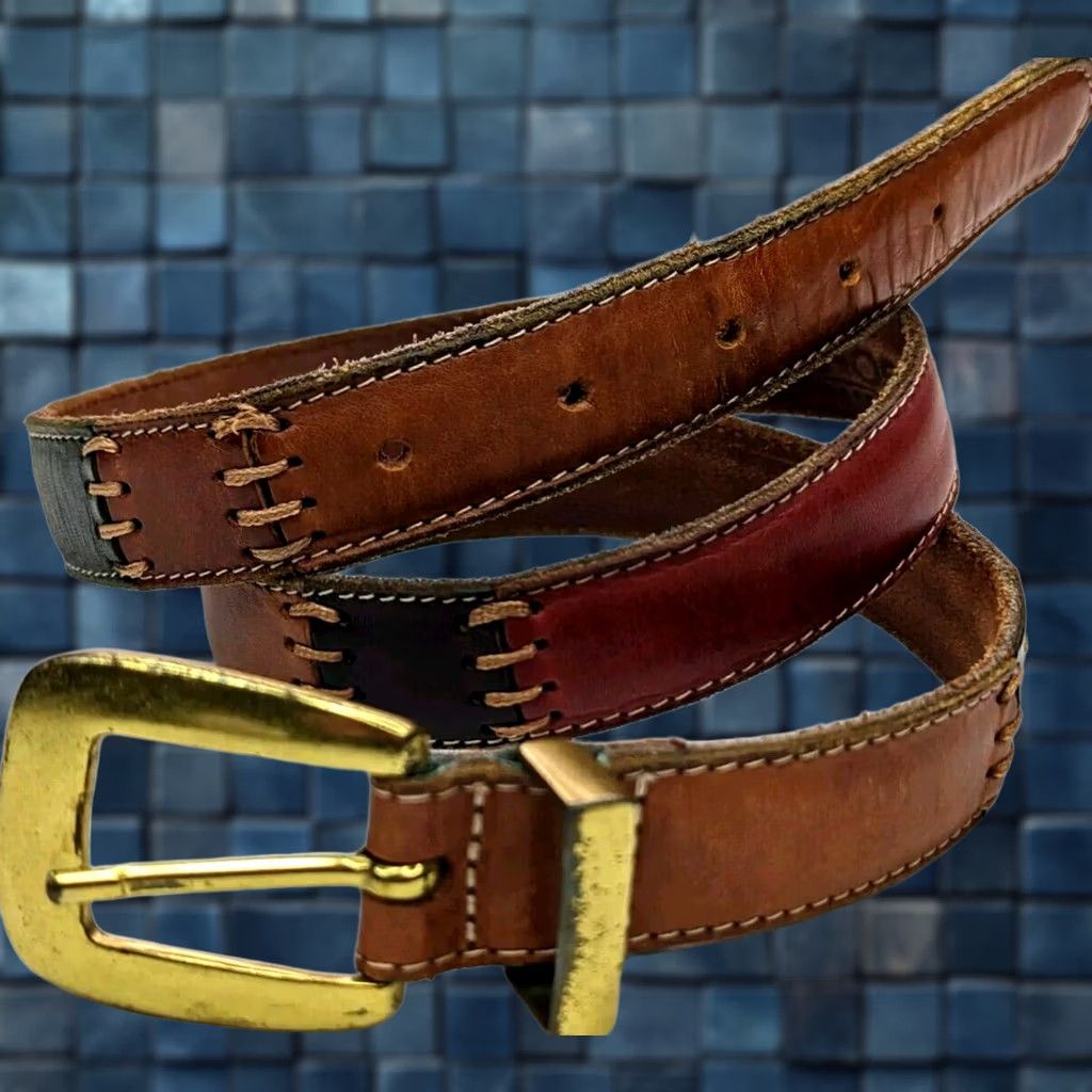 Fossil Fossil Leather Patchwork Belt Boho Gold Buckle Hardware, Women LRG Belt Size ONE SIZE - 1 Thumbnail