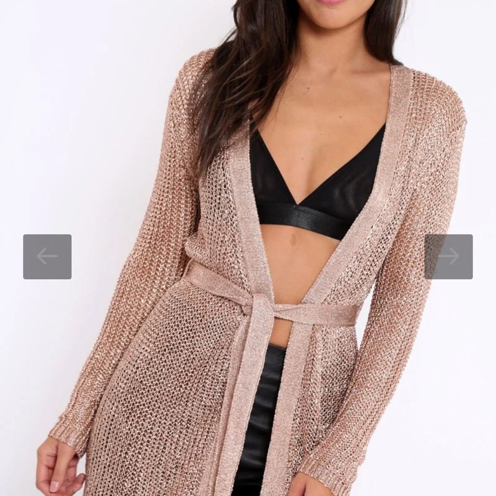 Other Elegant Rose Gold Metallic Open-Front Cardigan Size XS / US 0-2 / IT 36-38 - 1 Thumbnail