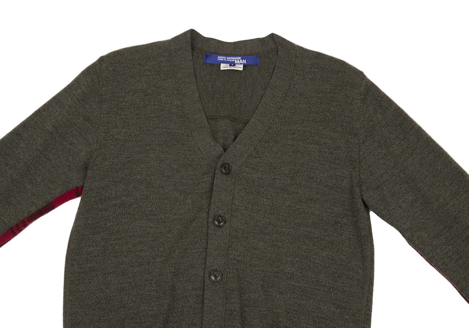 Junya Watanabe Checkerboard Knit Cardigan in Olive Green, Size S Size US S / EU 44-46 / 1 - 4 Thumbnail
