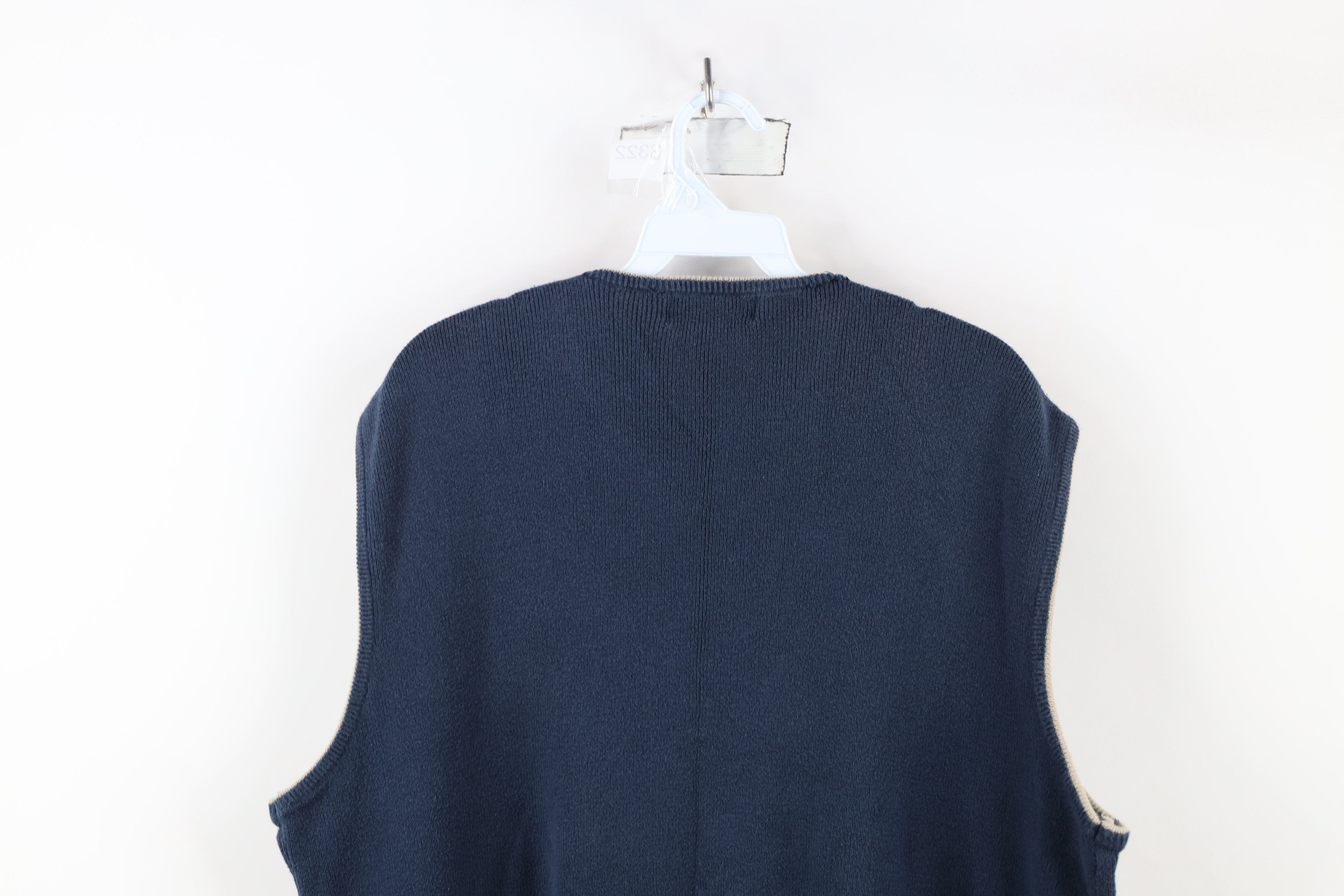 Vintage Vintage 90s Streetwear Cotton Ribbed Knit Sweater Vest Blue Size US XL / EU 56 / 4 - 10 Thumbnail
