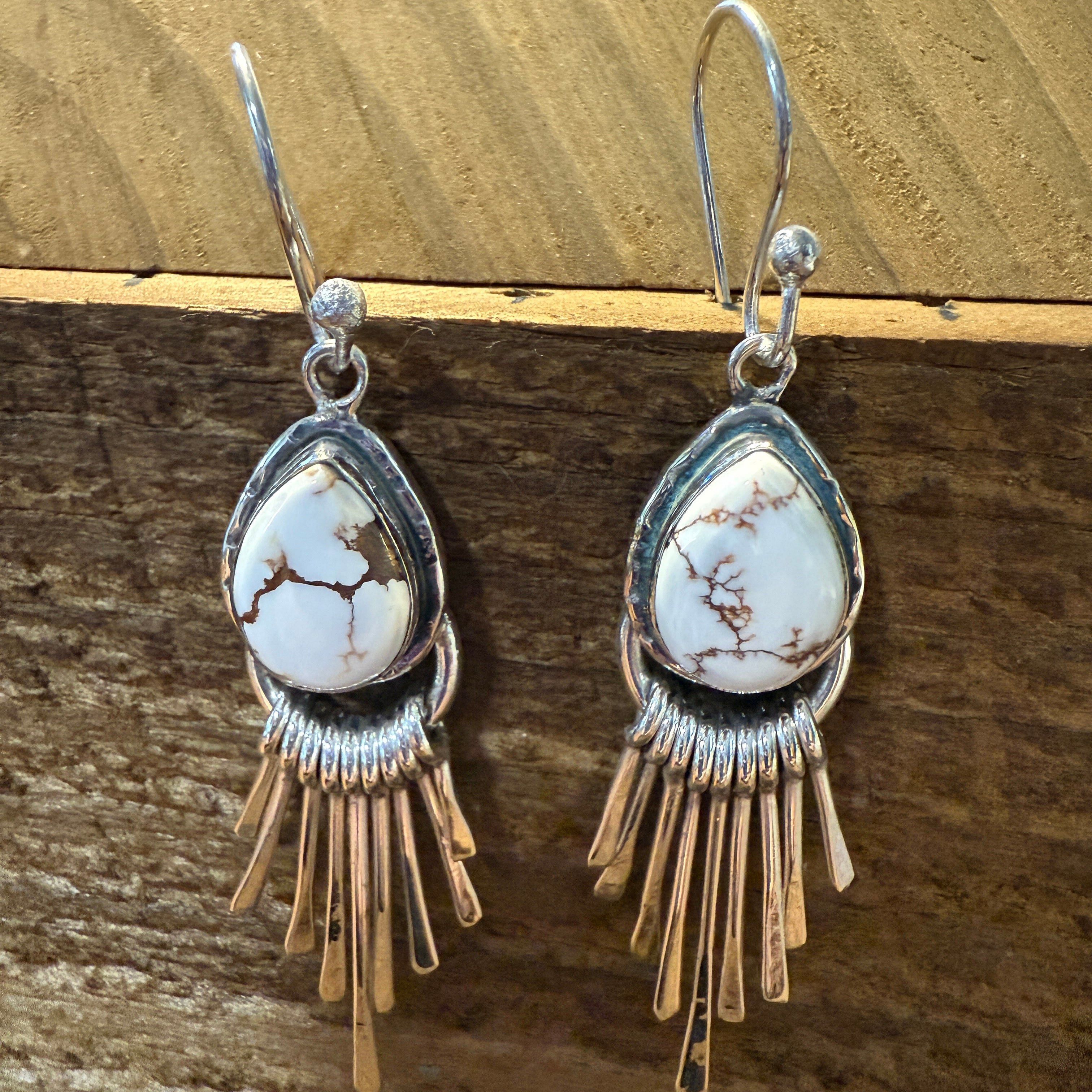 Other Wild Horse Dahlia Turquoise Silver Dangle Earrings 2.7In Size ONE SIZE - 5 Thumbnail