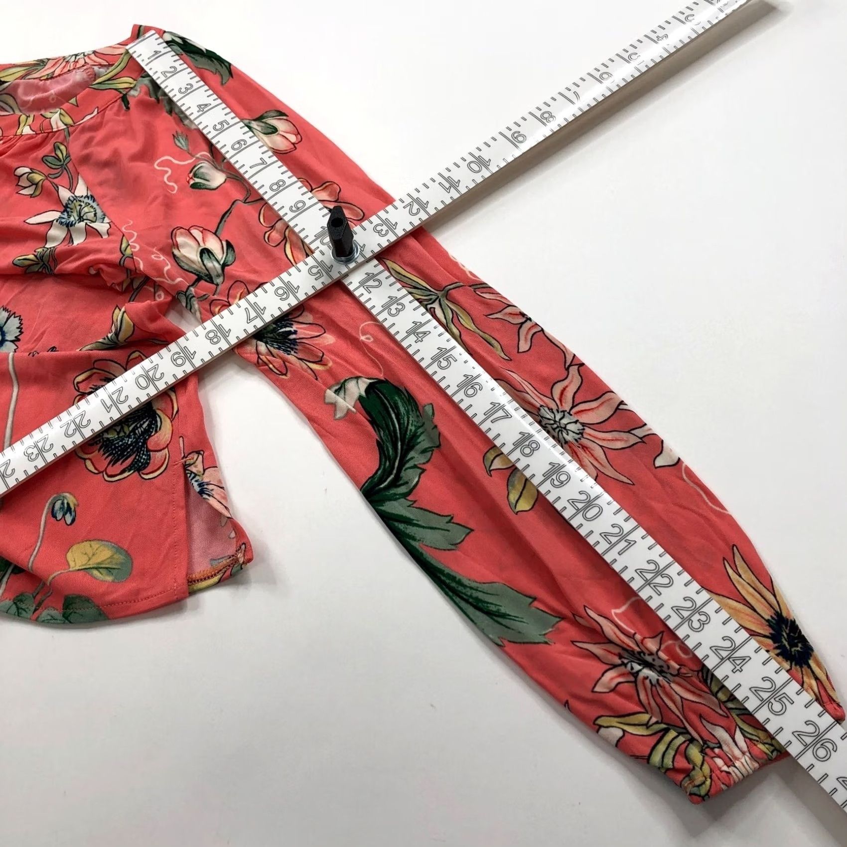 Ann Taylor Ann Taylor Blouse Shirt Womens V-Neck Long Sleeve Pullover Rayon Floral Pink Coral All Over Print Casual S Small Size S / US 4 / IT 40 - 7 Thumbnail