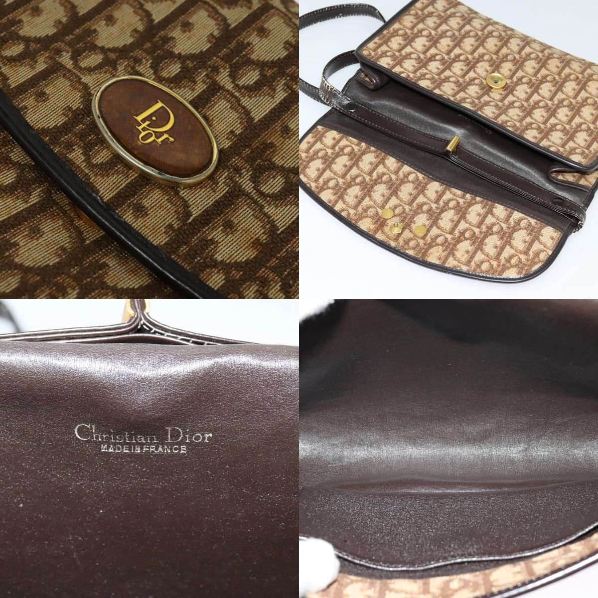 Dior DIOR Trotter Canvas Shoulder Bag Brown Gold Size ONE SIZE - 11 Thumbnail