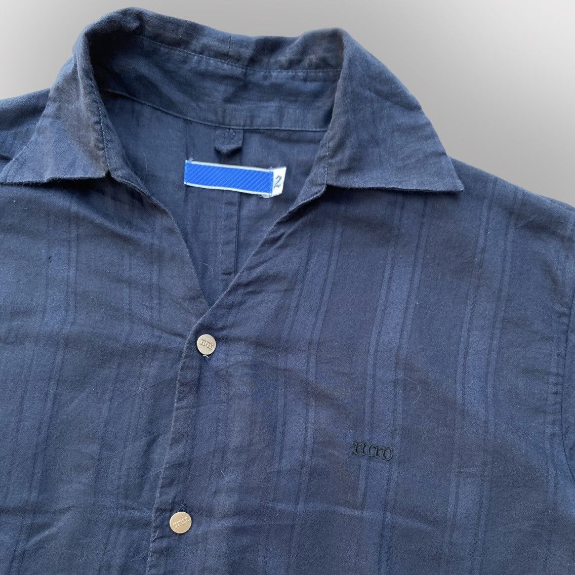 Number (N)ine Vintage 90’s N(N) Open Collar Black Stripe Shirt Size US M / EU 48-50 / 2 - 2 Thumbnail