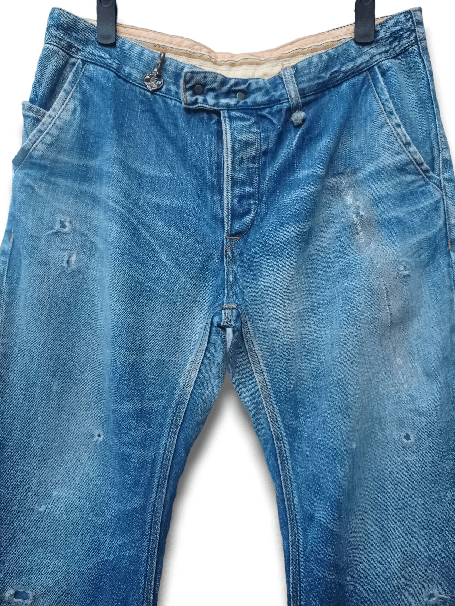 Japanese Brand Vintage Japanese Brand Buckle Back Distressed Curve Jeans Size US 31 - 4 Thumbnail