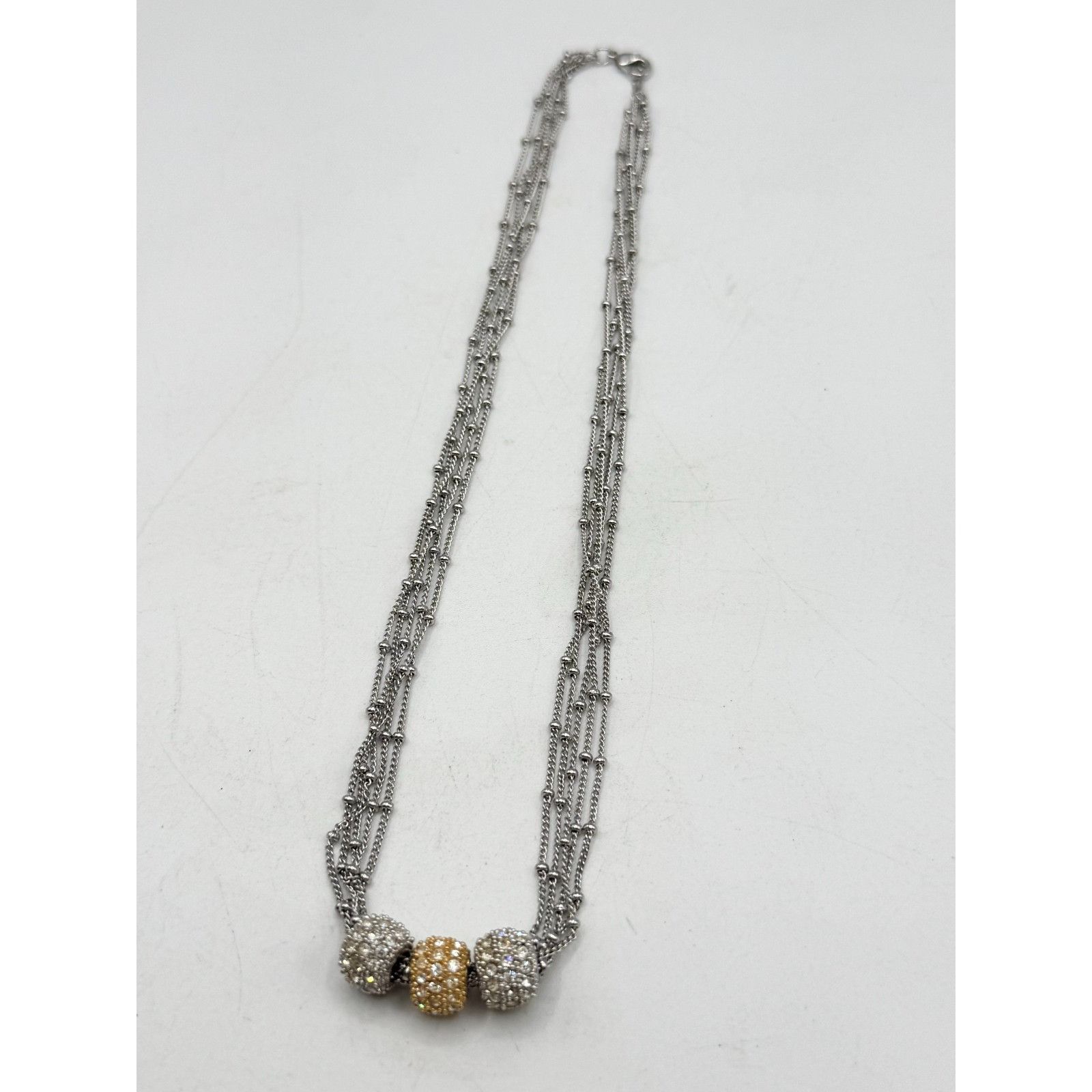 Vintage Vintage silver multi chain rhinestone necklace Size ONE SIZE - 6 Thumbnail