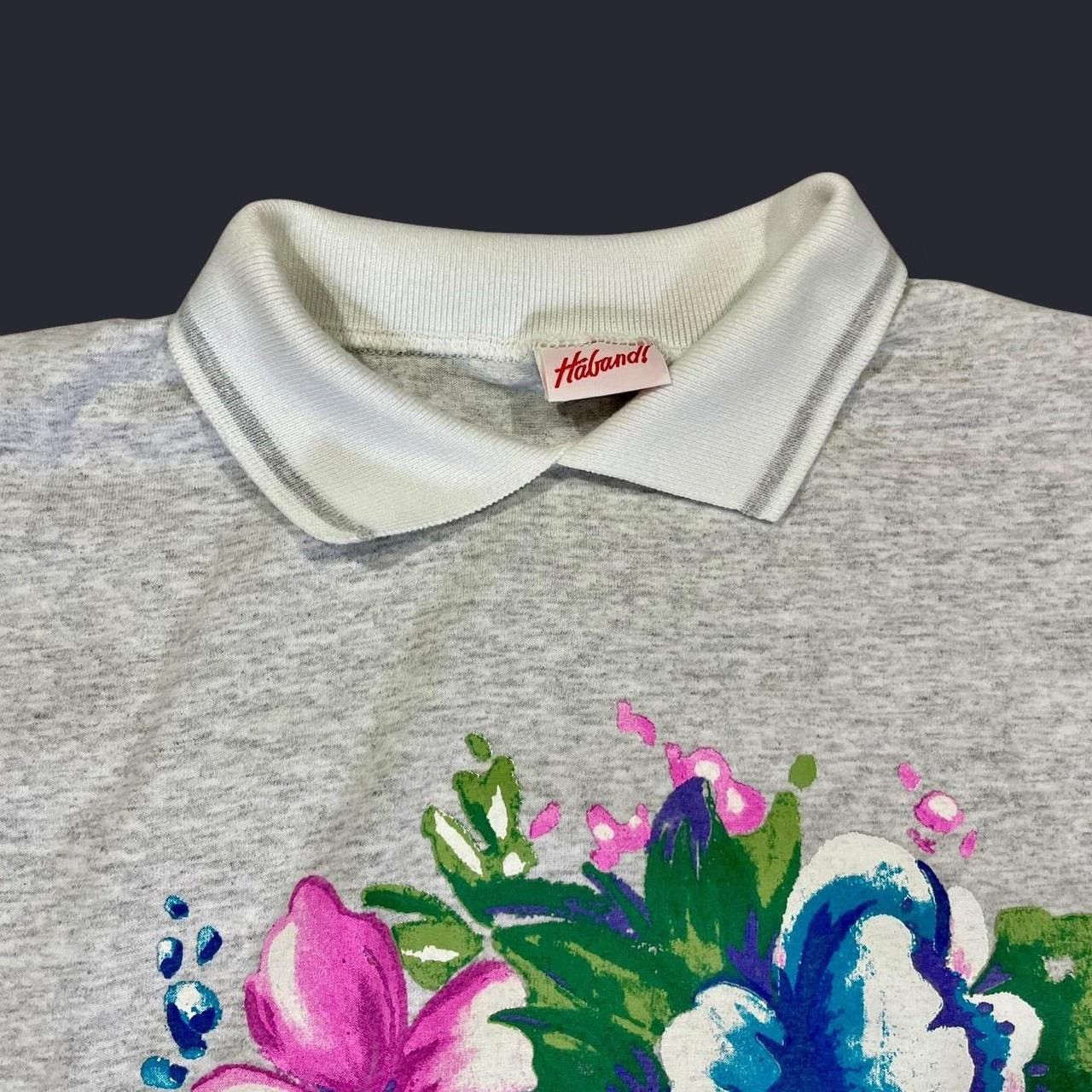 Haband × Vintage Vintage 90’s Pretty Flower Bouqet Collard T-Shirt Size M / US 6-8 / IT 42-44 - 5 Thumbnail