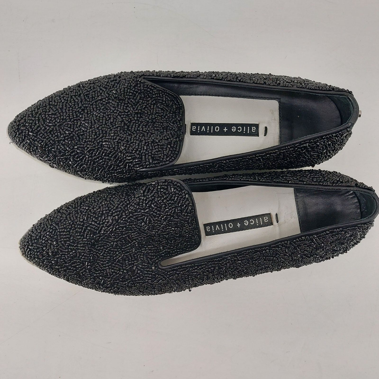 Alice + Olivia Alice + Olivia Beaded Sneaker Shoe Black Leather Point Toe Size US 9 / IT 39 - 4 Thumbnail