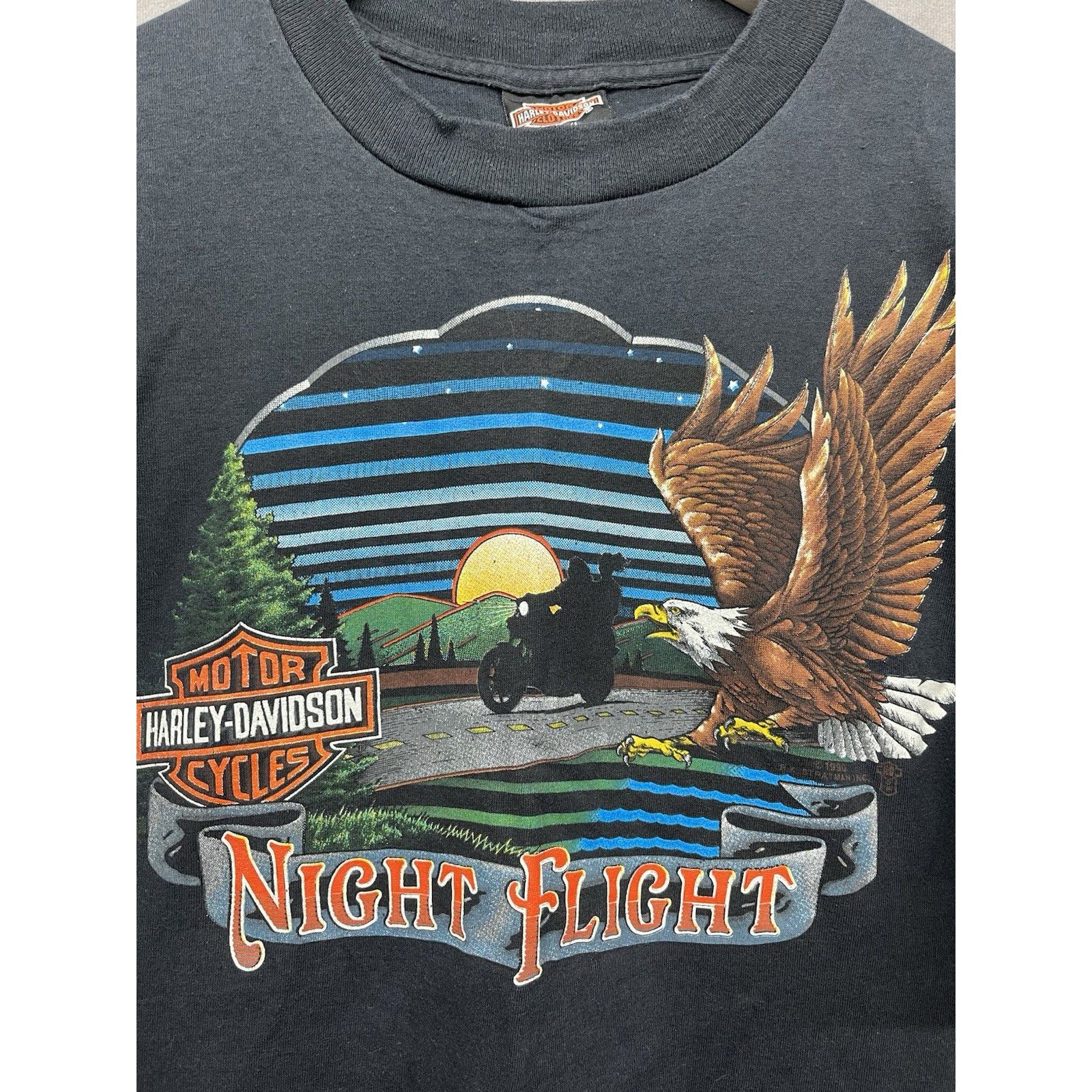 Harley Davidson VINTAGE 1990 HARLEY DAVIDSON NIGHT FLIGHT T SHIRT RK STRATMA Size US L / EU 52-54 / 3 - 3 Thumbnail