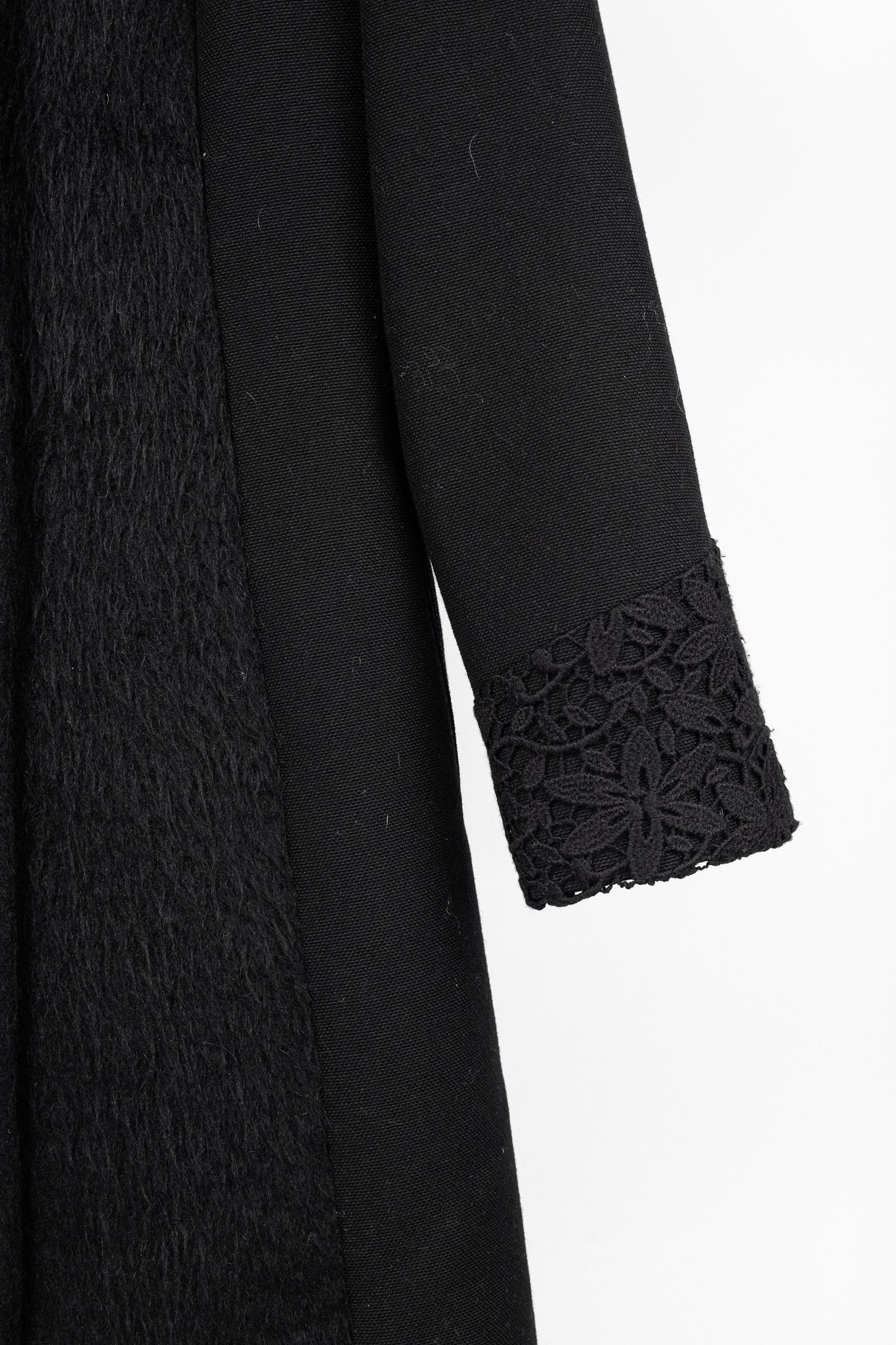 Versus Versace Versus Versace Black Fuzzy Wool Lace-Trim Coat Size S / US 4 / IT 40 - 7 Thumbnail