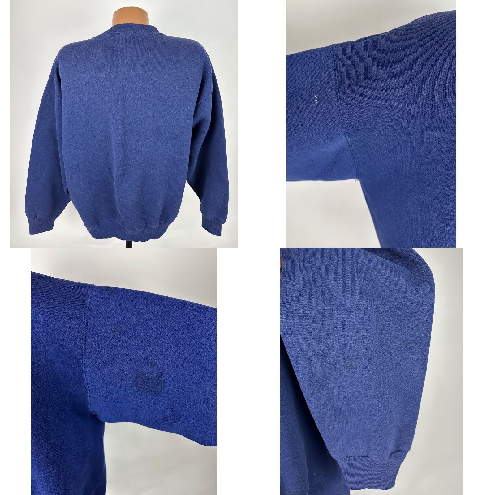 Tultex VINTAGE Tultex Sweatshirt XL Blue Navy Embroidered 90s Distressed Men Crew Neck Pullover Mid-weight Cotton Blend Size US XL / EU 56 / 4 - 8 Thumbnail