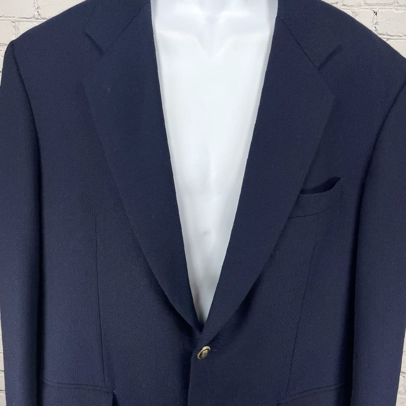 Vintage VTG Just Men's Navy Blazer Sport Coat 2 Gold Button Ventless 42L Jacket Size 42R - 6 Thumbnail