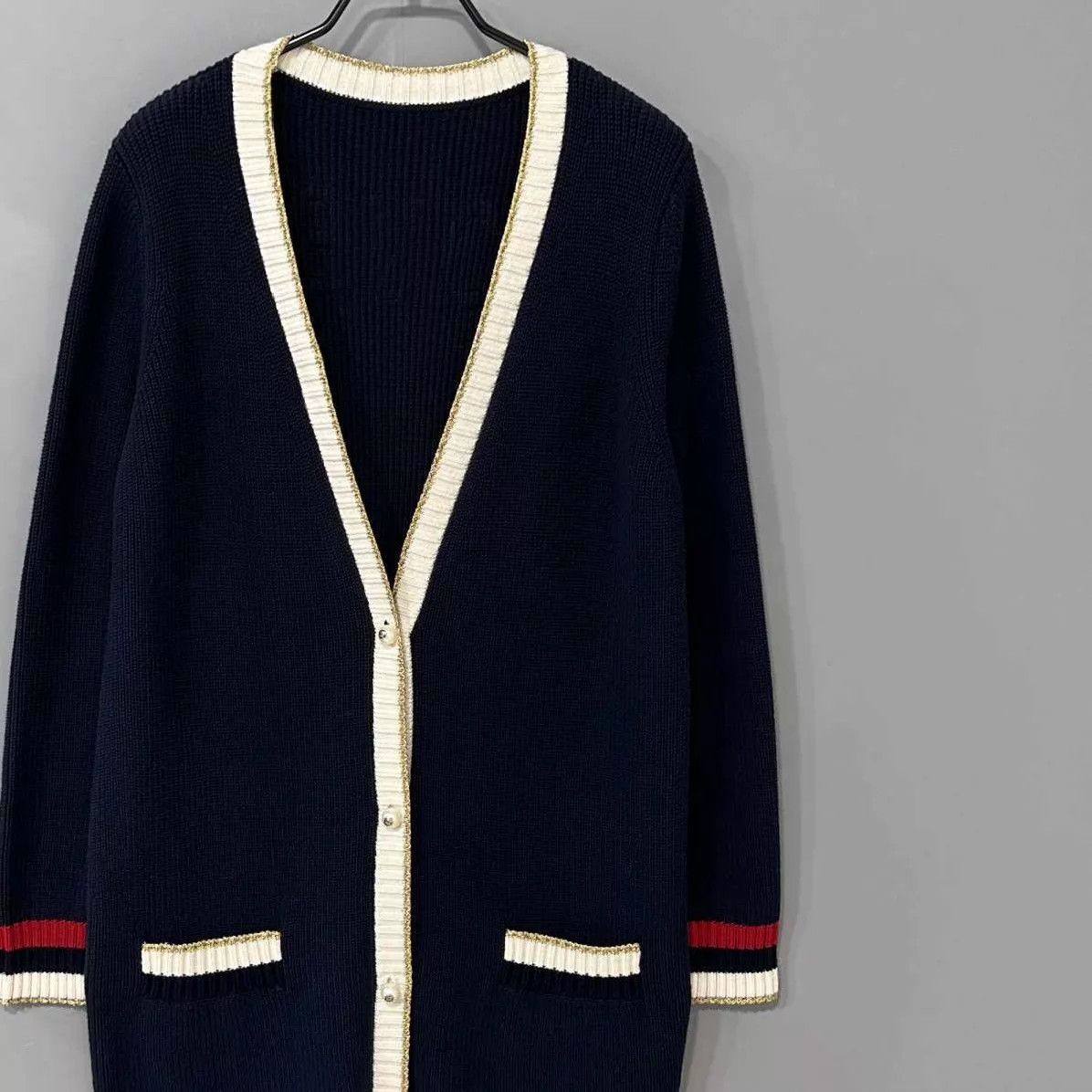 Gucci GUCCI Gold Thread Pearl Button Cardigan M Size M / US 6-8 / IT 42-44 - 2 Thumbnail