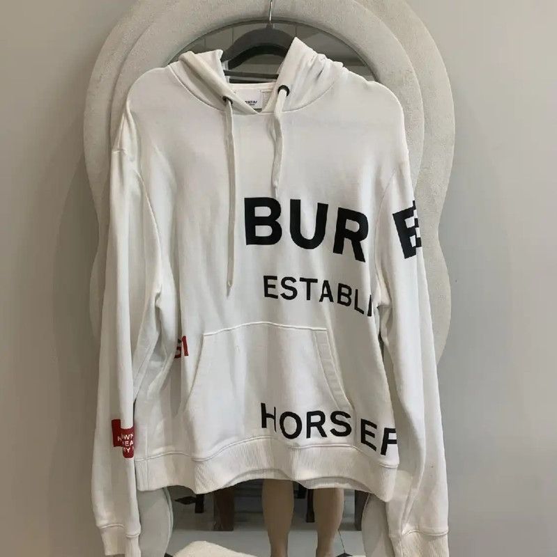 Burberry Women's White Cotton Long Sleeve Hoodie