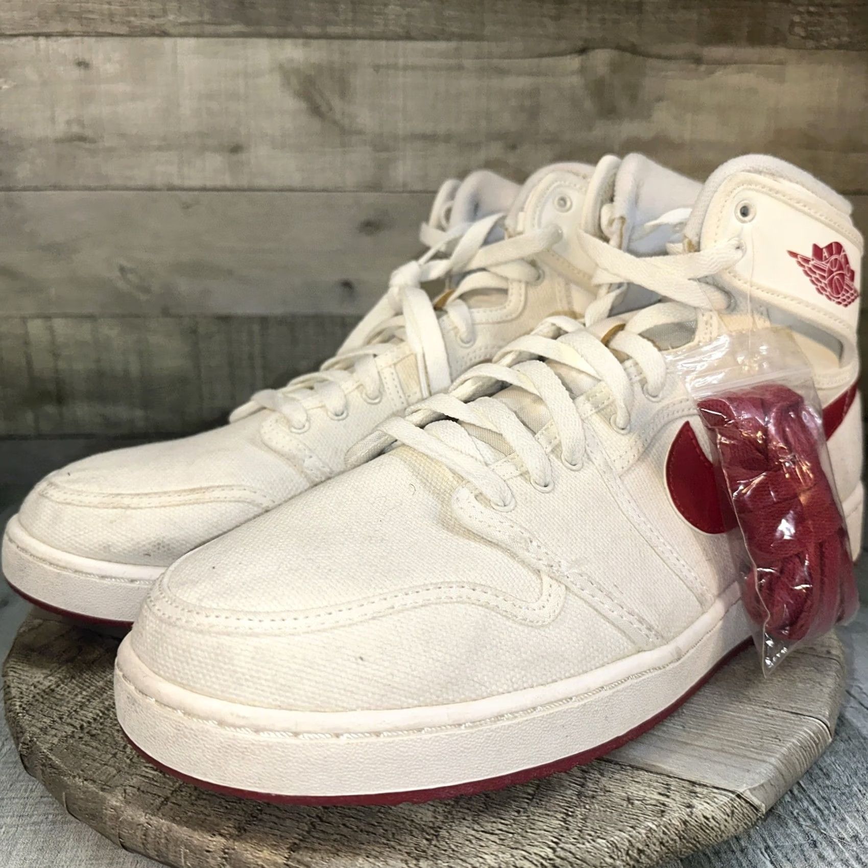 Jordan Brand VINTAGE Jordan AJKO High Top Sneaker Mens 11.5 White Canvas Retro Timeless Scuffing Light Box N/A Size US 12 / EU 45 - 3 Thumbnail