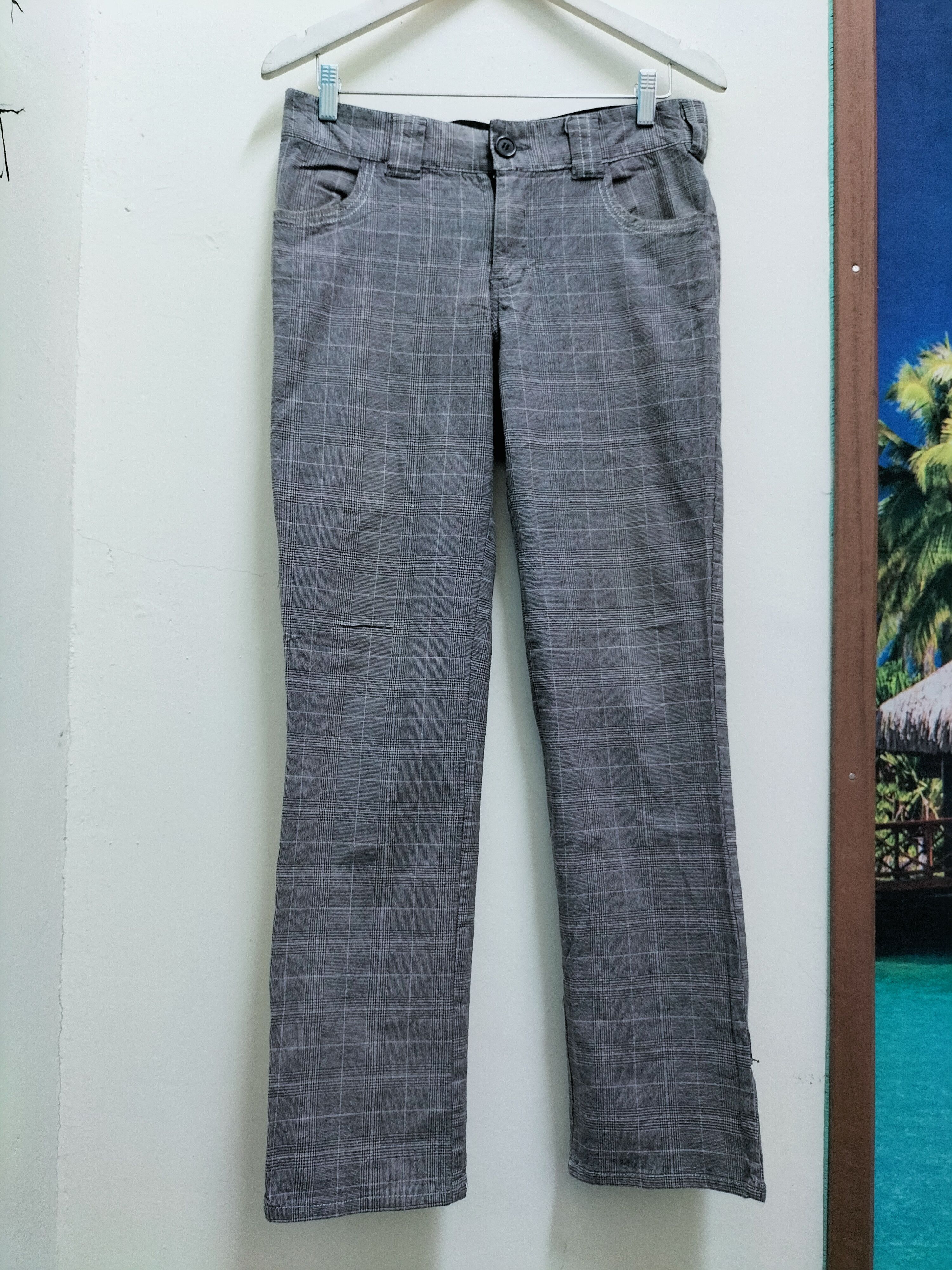 image of Avant Garde Japanese Checkered Plaid Pant in Grey, Men's (Size 30)