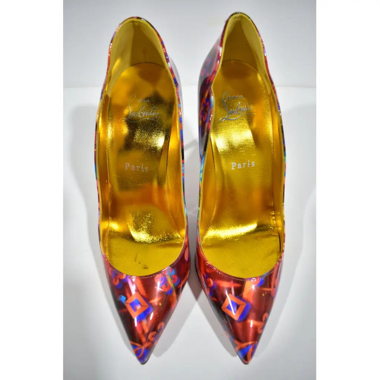 Christian Louboutin Hot Chick 100 Patent Discolaser Red Pointed Toe Heel Pump 39 Size US 9 / IT 39 - 7 Thumbnail