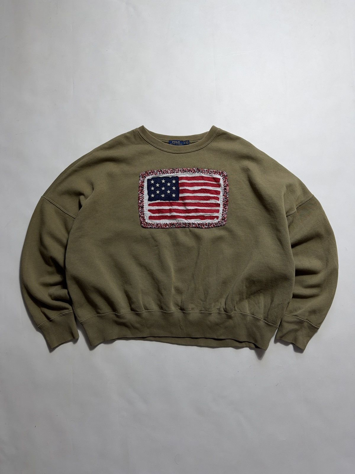 Polo Ralph Lauren Polo Ralph Lauren USA Flag Embroidered khaki sweatshirt Size US XL / EU 56 / 4 - 1 Thumbnail