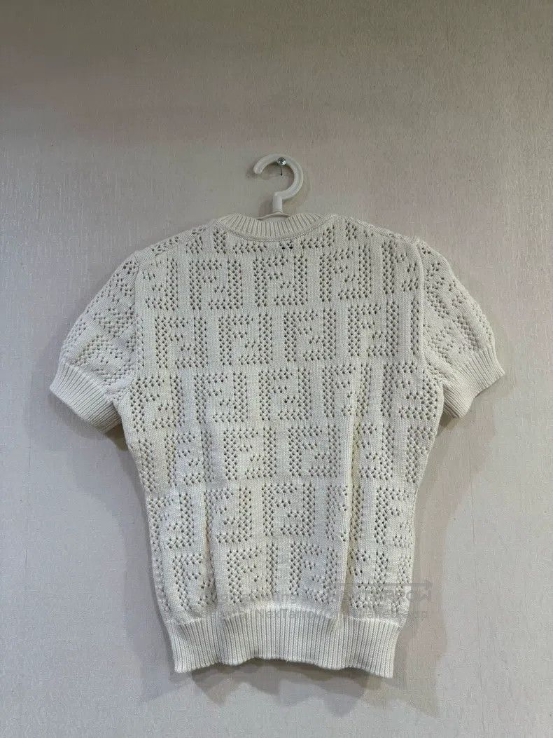 Fendi Fendi Double F Full-Print Logo Openwork Knit Short Sleeve Size XS / US 0-2 / IT 36-38 - 2 Thumbnail