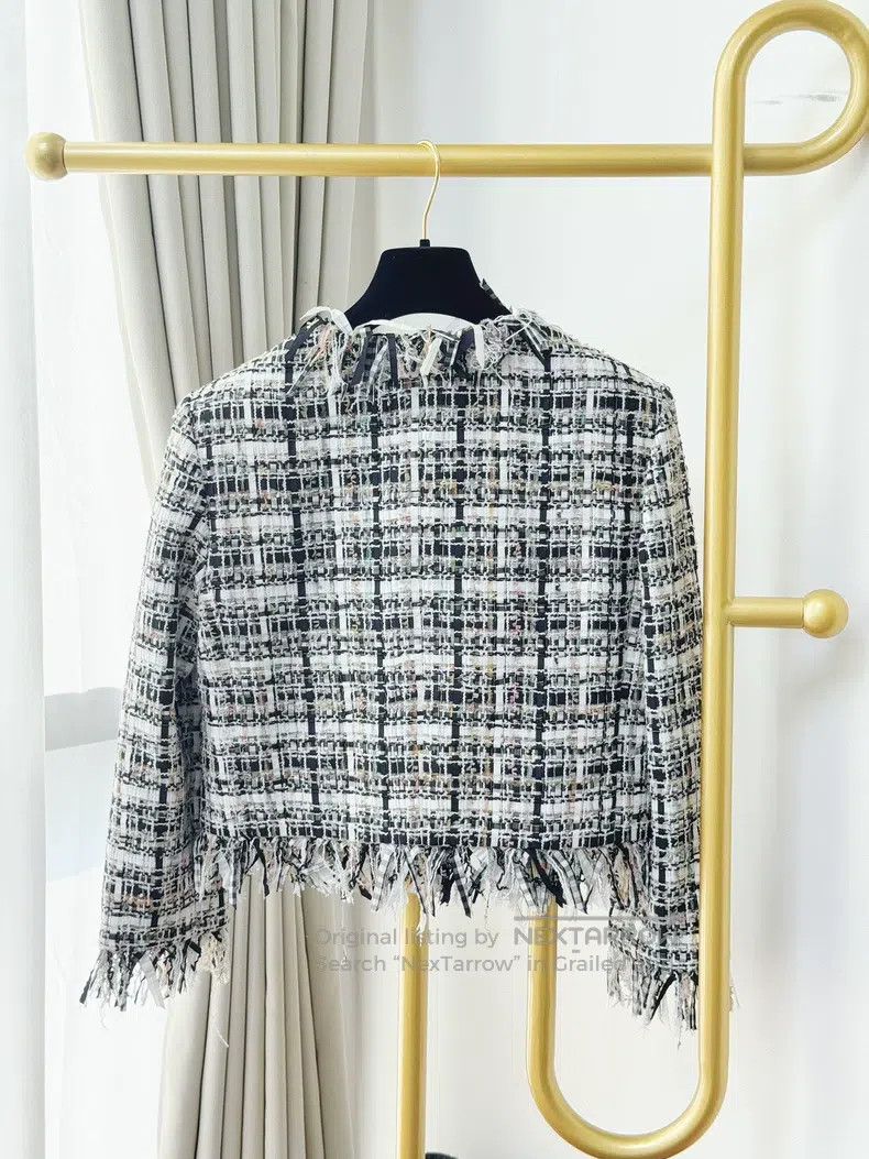 Chanel Chanel 22C black and white plaid tassel long-sleeved jacke Size XS / US 0-2 / IT 36-38 - 2 Thumbnail