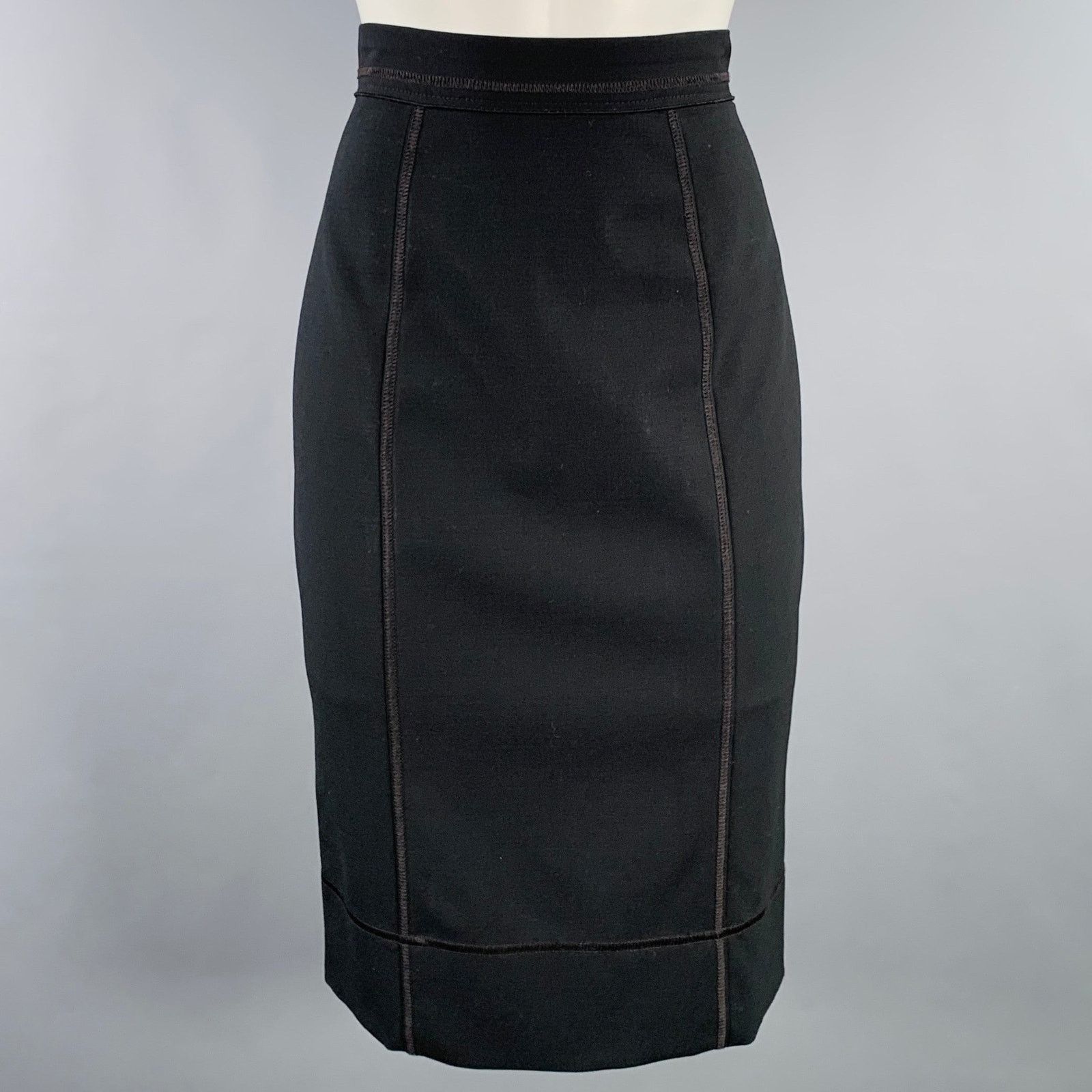 Dolce & Gabbana Size 4 Black Virgin Wool Blend Reverse Seams Skirt Size 27" / US 4 / IT 40 - 1 Thumbnail