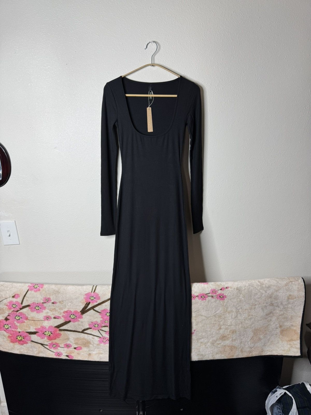 Skims Soft Lounge Long Sleeve Dress Onyx