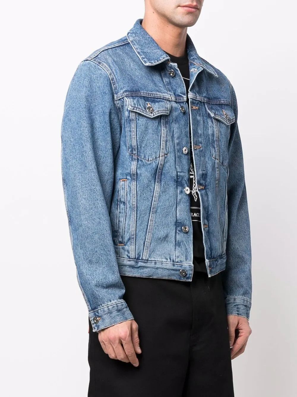 Off-White o1gr1nt0425 Indust Slim Denim Jacket in Medium Blue Size US M / EU 48-50 / 2 - 3 Thumbnail