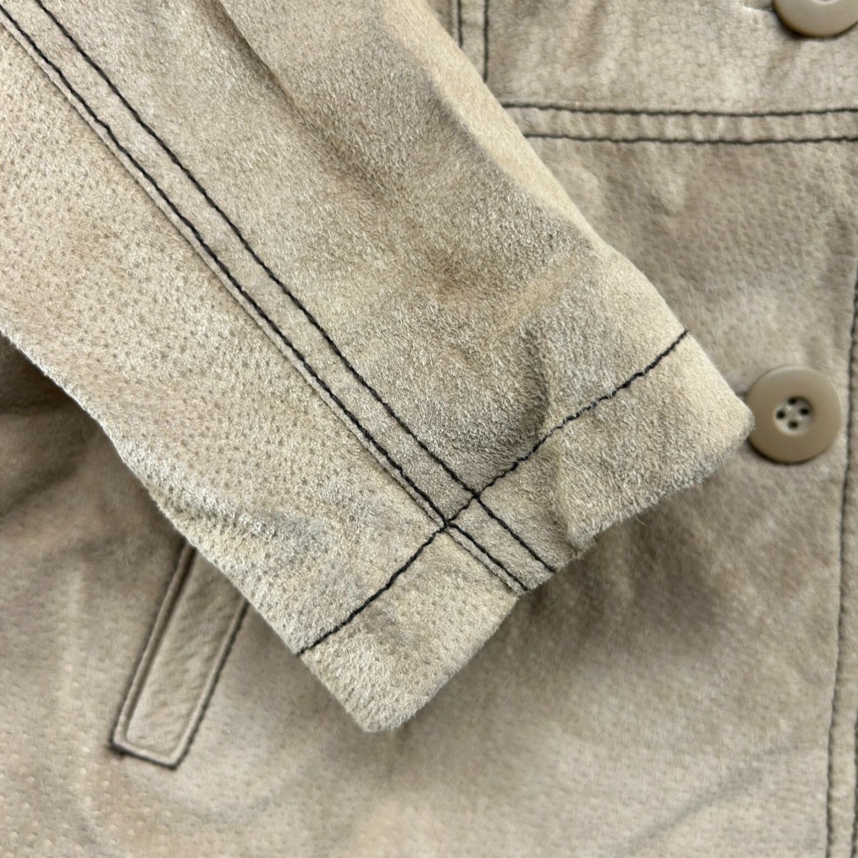 Vintage Wilsons Leather Jacket Womens Small Beige Maxima Suede Pea Coat Solid Zip Jacket Size S / US 4 / IT 40 - 4 Thumbnail