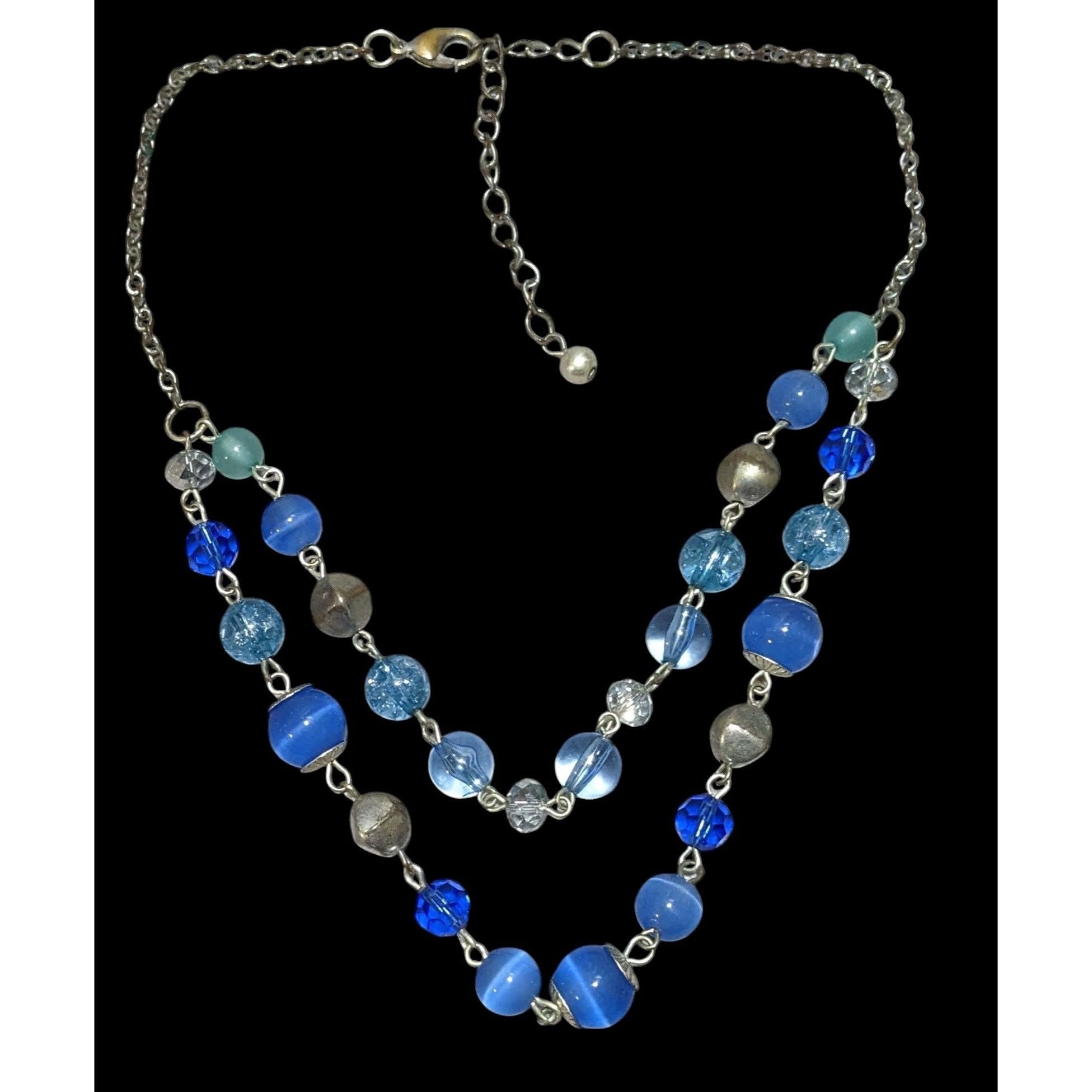 Other Retro Beachy Multilayer Blue And Silver Beaded Necklace Size ONE SIZE - 1 Thumbnail