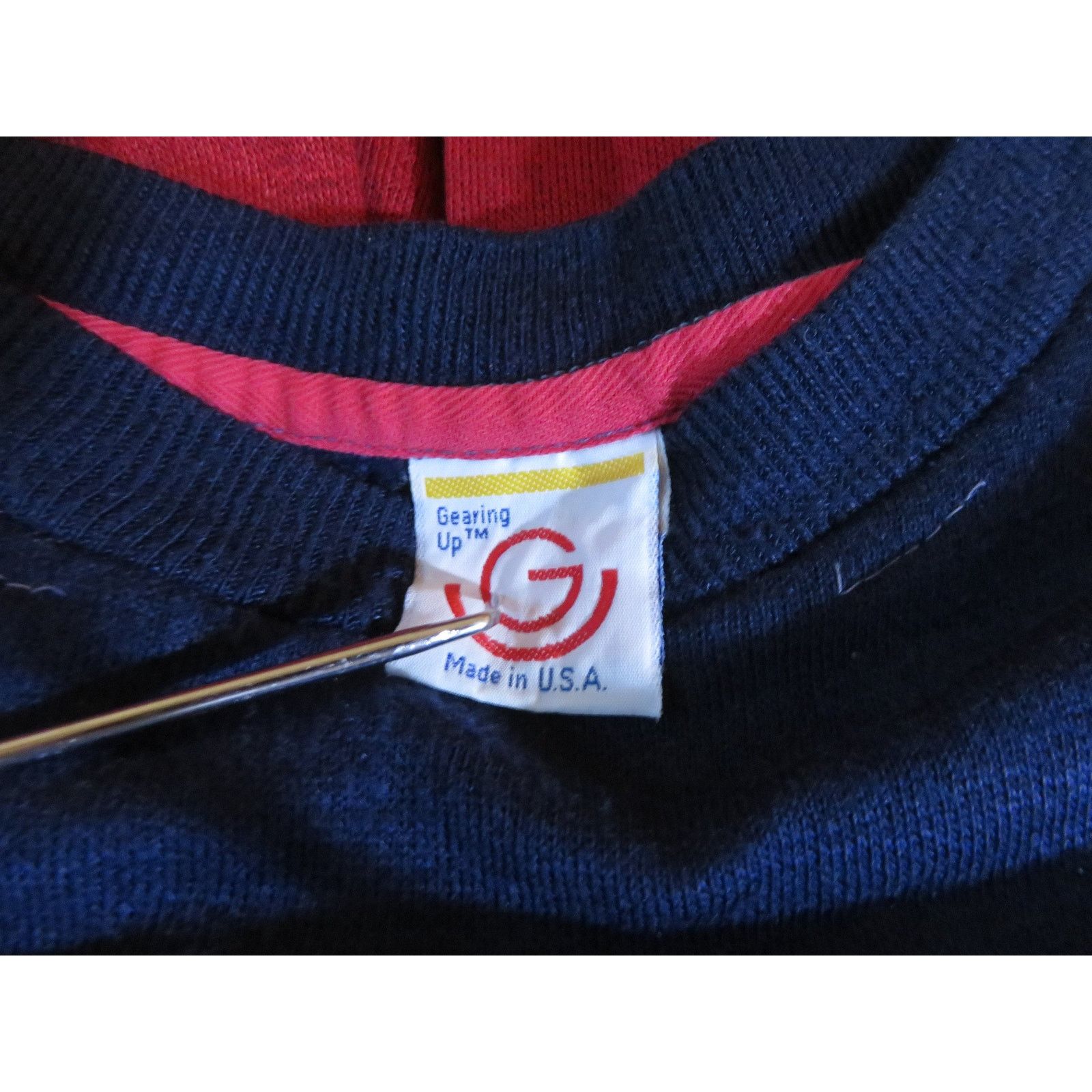 Other Gearing Up Color Block Striped Sweatshirt Blue Red L-XL 90s Size US L / EU 52-54 / 3 - 3 Thumbnail