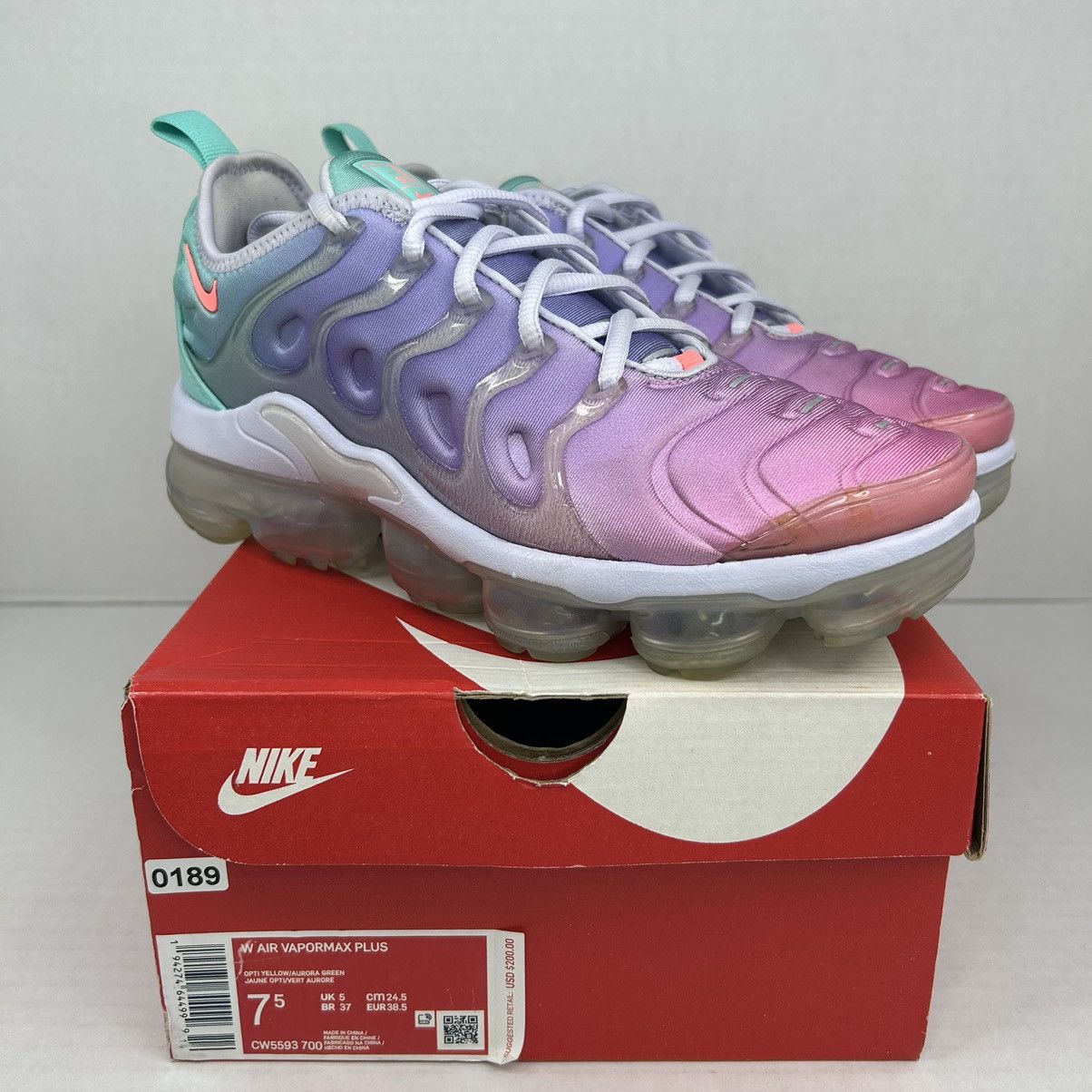 image of Nike Air Vapormax Plus Yellow/aurora Green Womens Size 7.5 Shoes in Pink