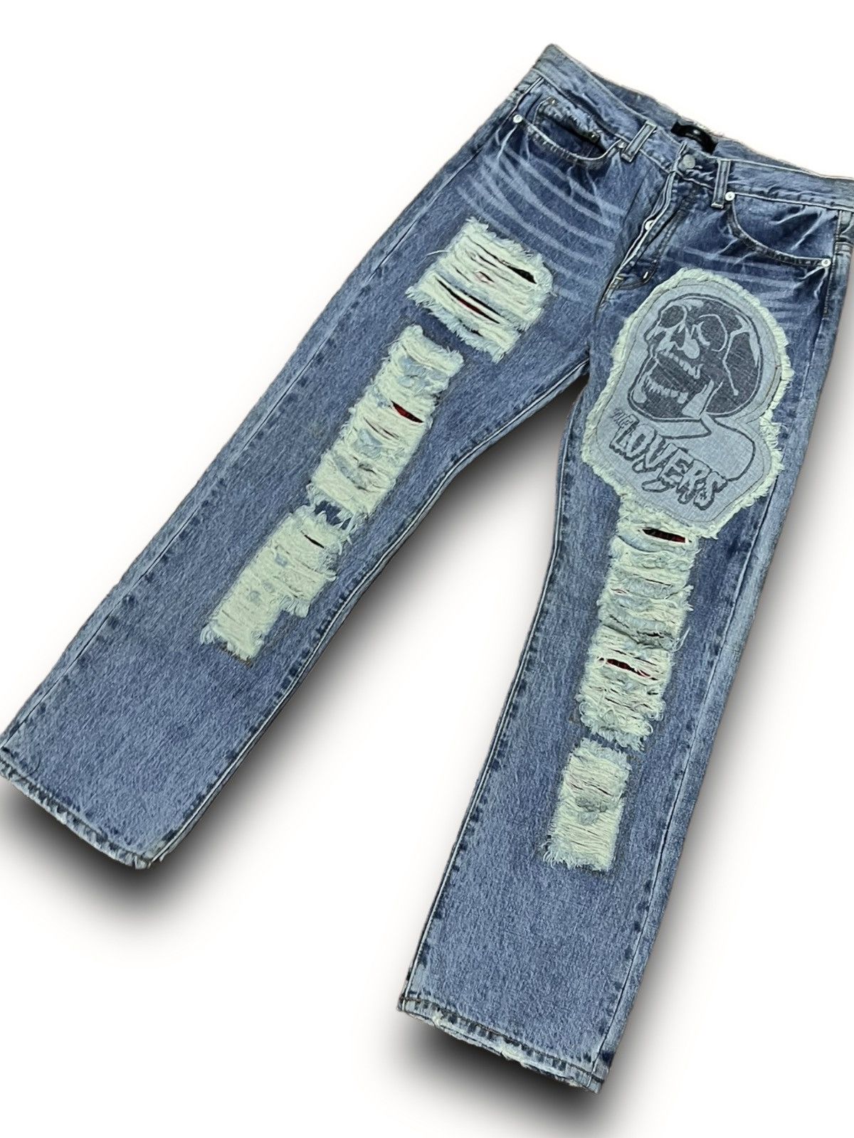 Designer × Japanese Brand SUPER LOVERS ROCK DISTRESSED JEANS JAPANESE BRAND DENIM Size US 32 / EU 48 - 4 Thumbnail