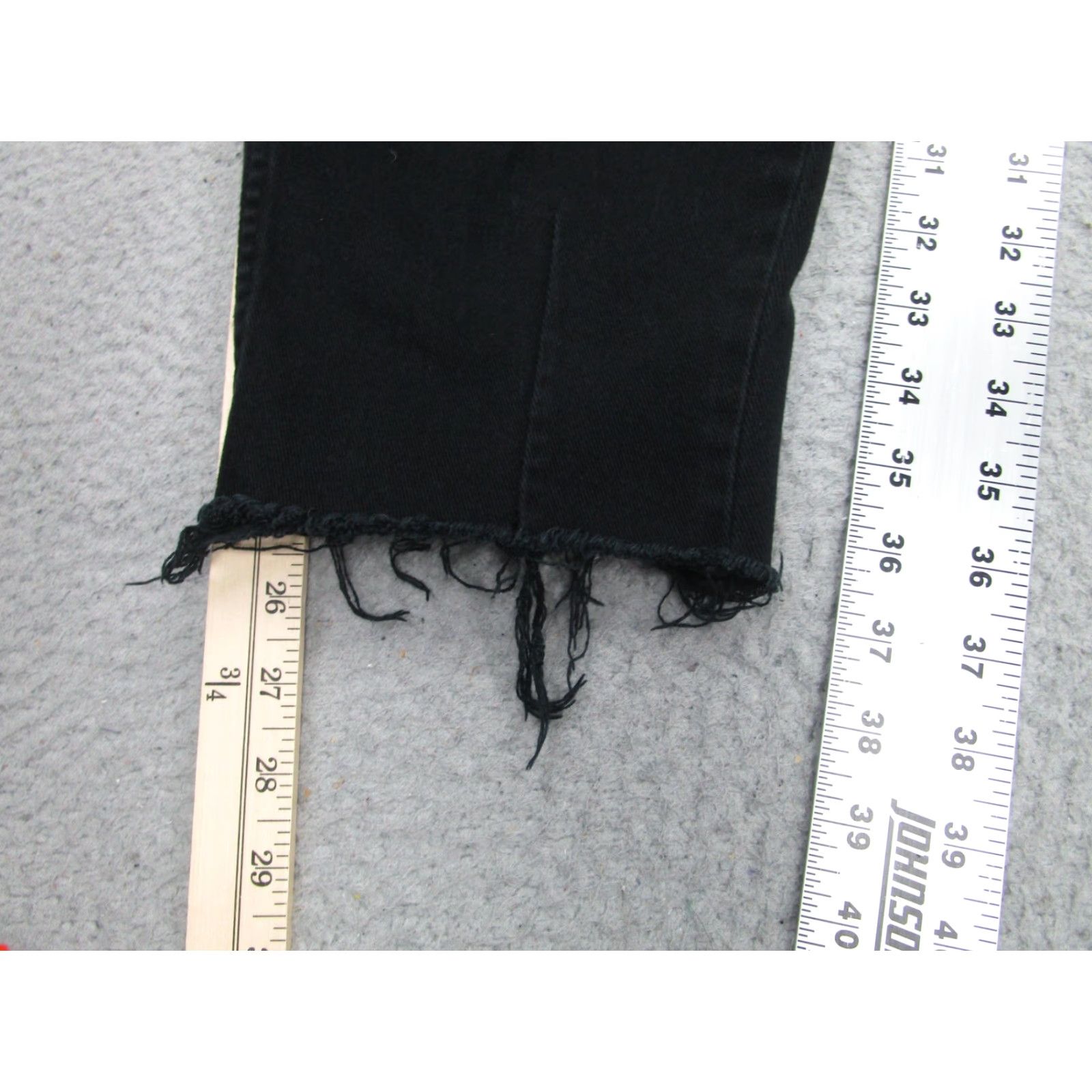 H&M H&M Divided Jeans 10 Black Stretch Tapered Raw Frayed Hem Denim Womens Size 32" / US 10 / IT 46 - 2 Thumbnail