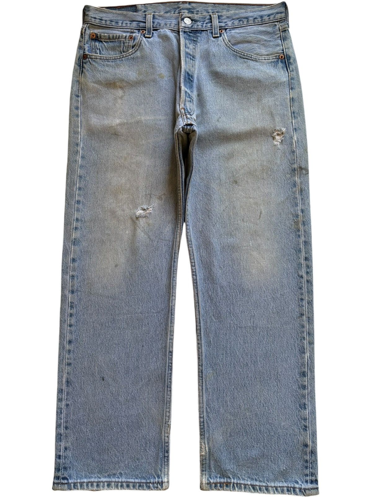 Levi's × Levi's Vintage Clothing Vintage 90s Levis 501xx Blue Mud Wash Distressed Loose Jeans Size US 33 - 1 Thumbnail