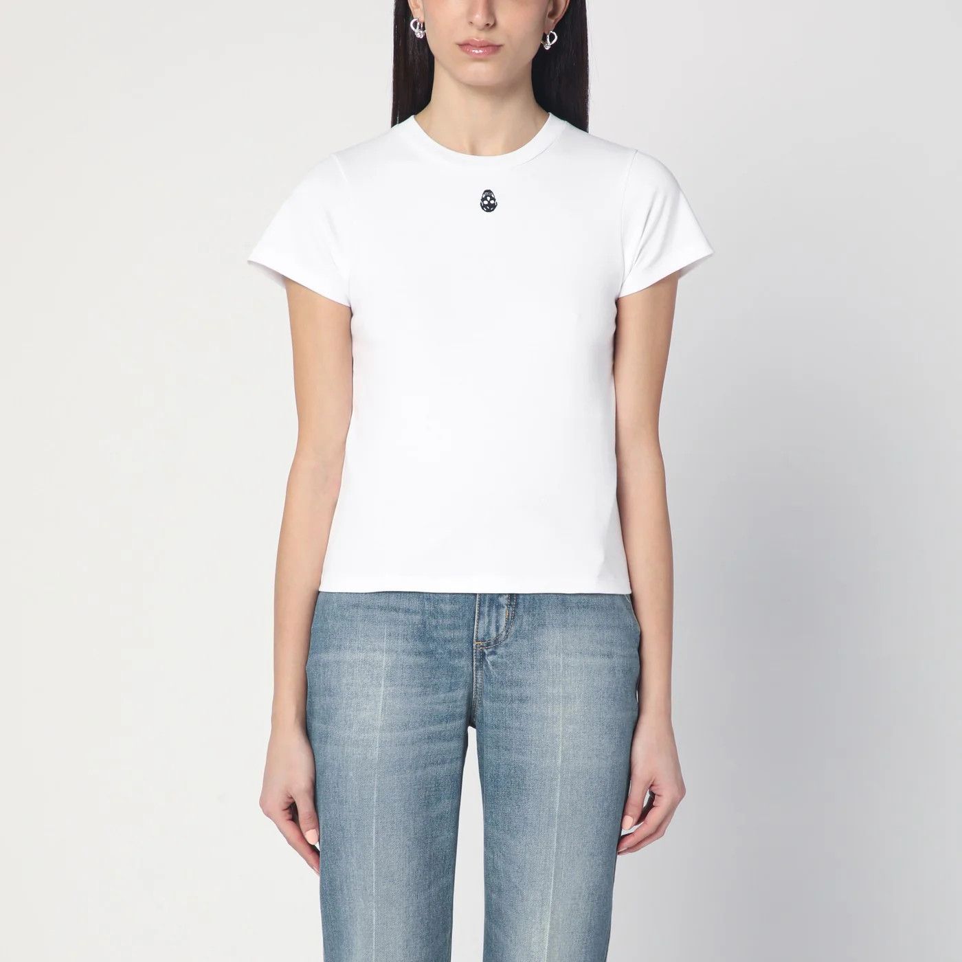 Alexander McQueen o1d2blof0426 Short Sleeve T-Shirt in White Size S / US 4 / IT 40 - 1 Thumbnail