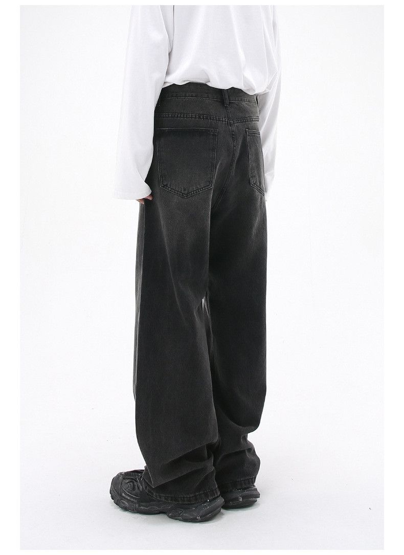 Japanese Brand × Jean Black grey loose straight wide-leg washed jeans Size US 32 / EU 48 - 5 Thumbnail