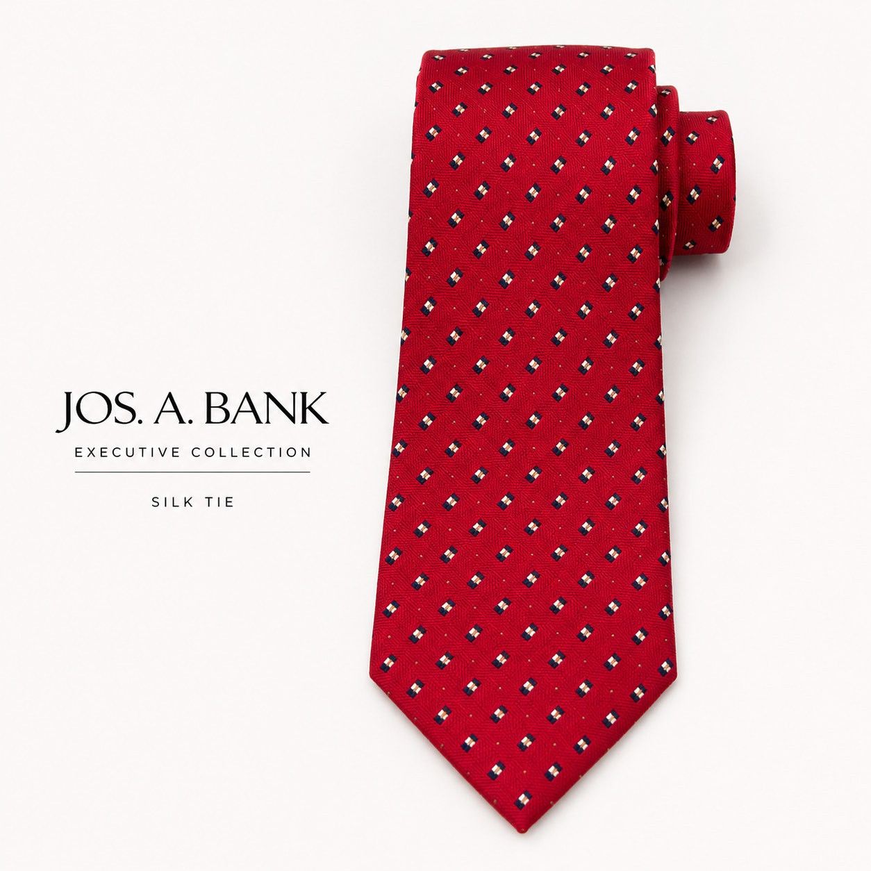 Jos. A. Bank Jos. A. Bank Executive Collection Red Geometric Silk Tie Size ONE SIZE - 1 Thumbnail