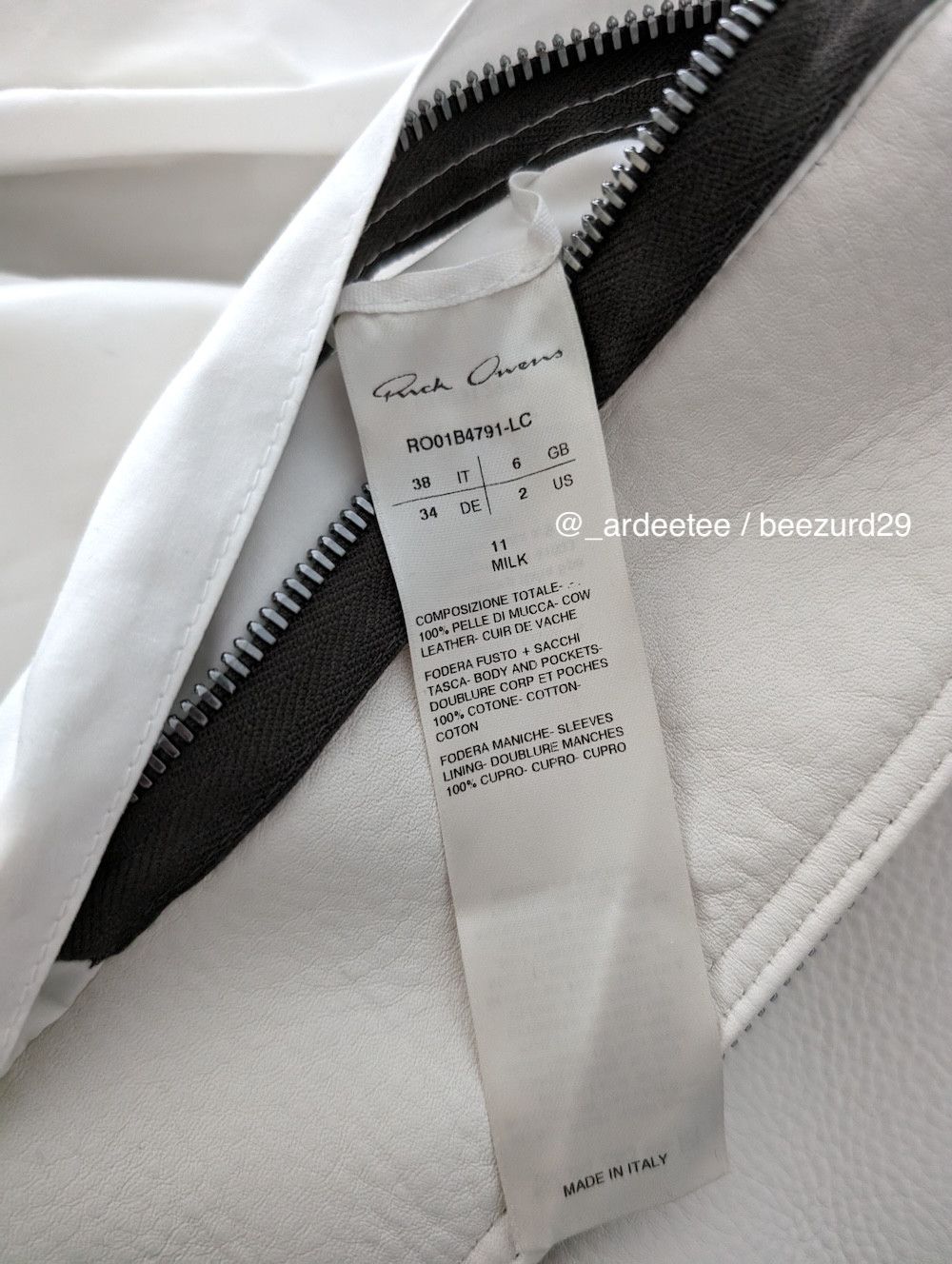 Rick Owens *NEW* RARE $5K RUNWAY KUNST BIKER LEATHER JACKET Size XS / US 0-2 / IT 36-38 - 10 Thumbnail