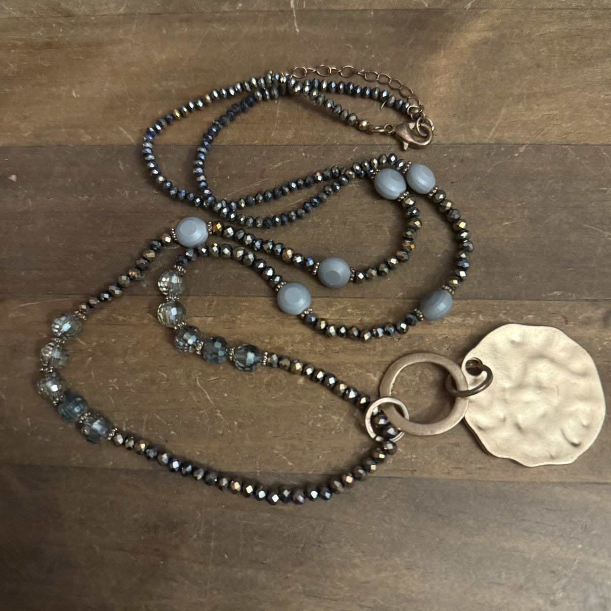 Other Long iridescent bead hammered pendant necklace Size ONE SIZE - 2 Thumbnail