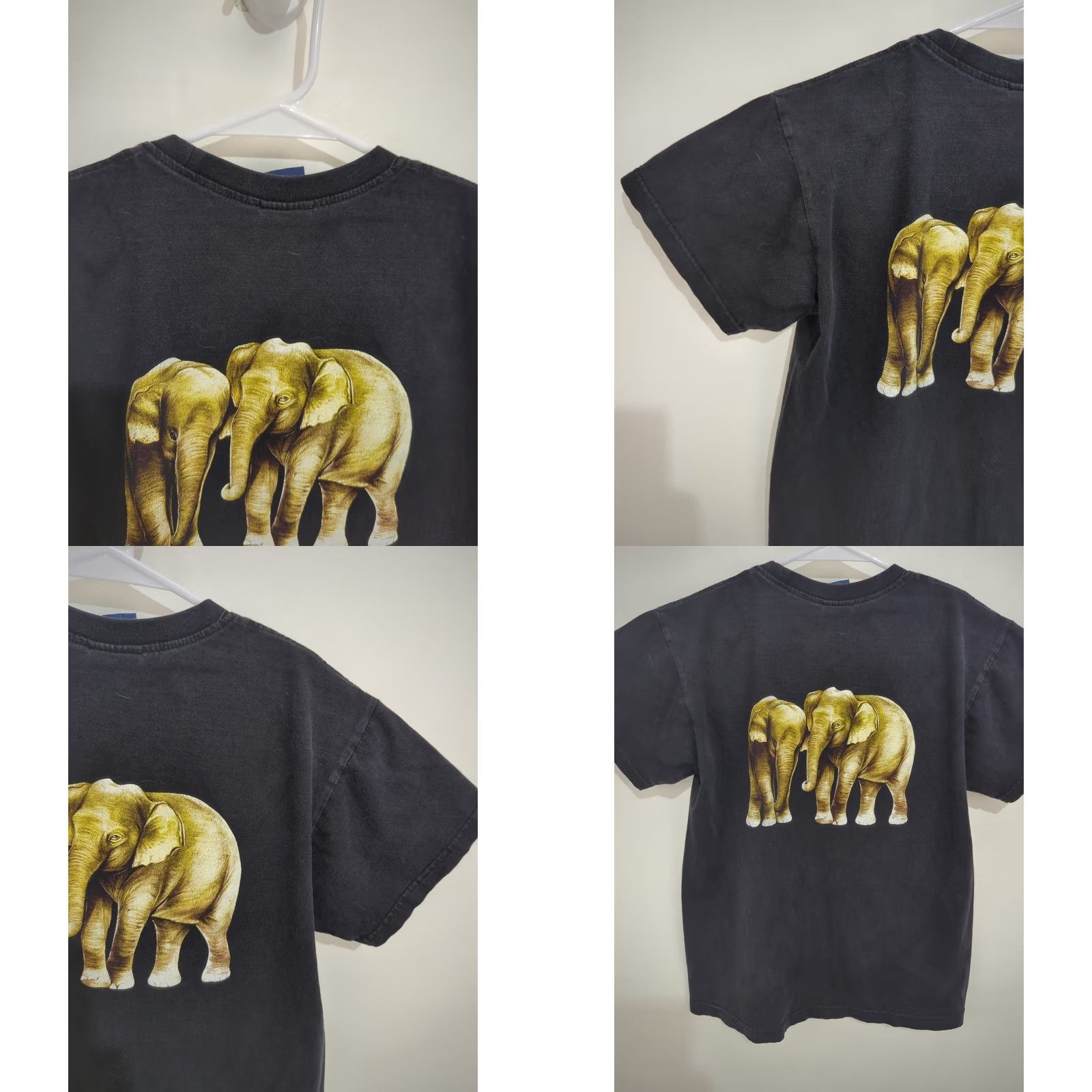 Vintage VINTAGE Joligolf Thailand Elephant Wood Works Men's Black Medium T Shirt Crew Neck Short Sleeve Cotton Knit Logo Art Nature Retro Clothing Mens Size US M / EU 48-50 / 2 - 9 Thumbnail