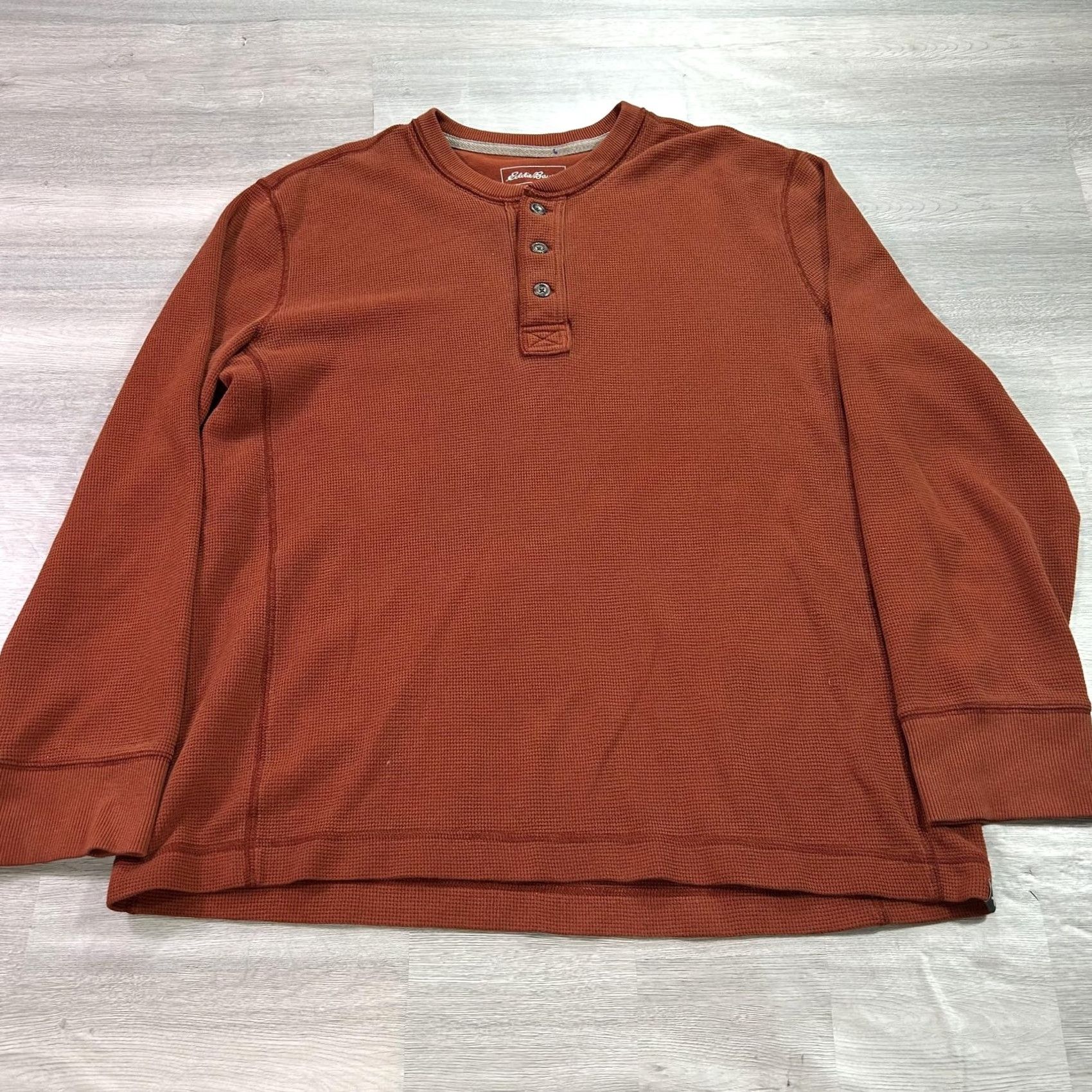 Eddie Bauer Eddie Bauer Thermal Henley Shirt Mens XL Orange Waffle Knit Tagless Long Sleeve Henley Thermal Shirt Mens XL Orange Size US XL / EU 56 / 4 - 2 Thumbnail