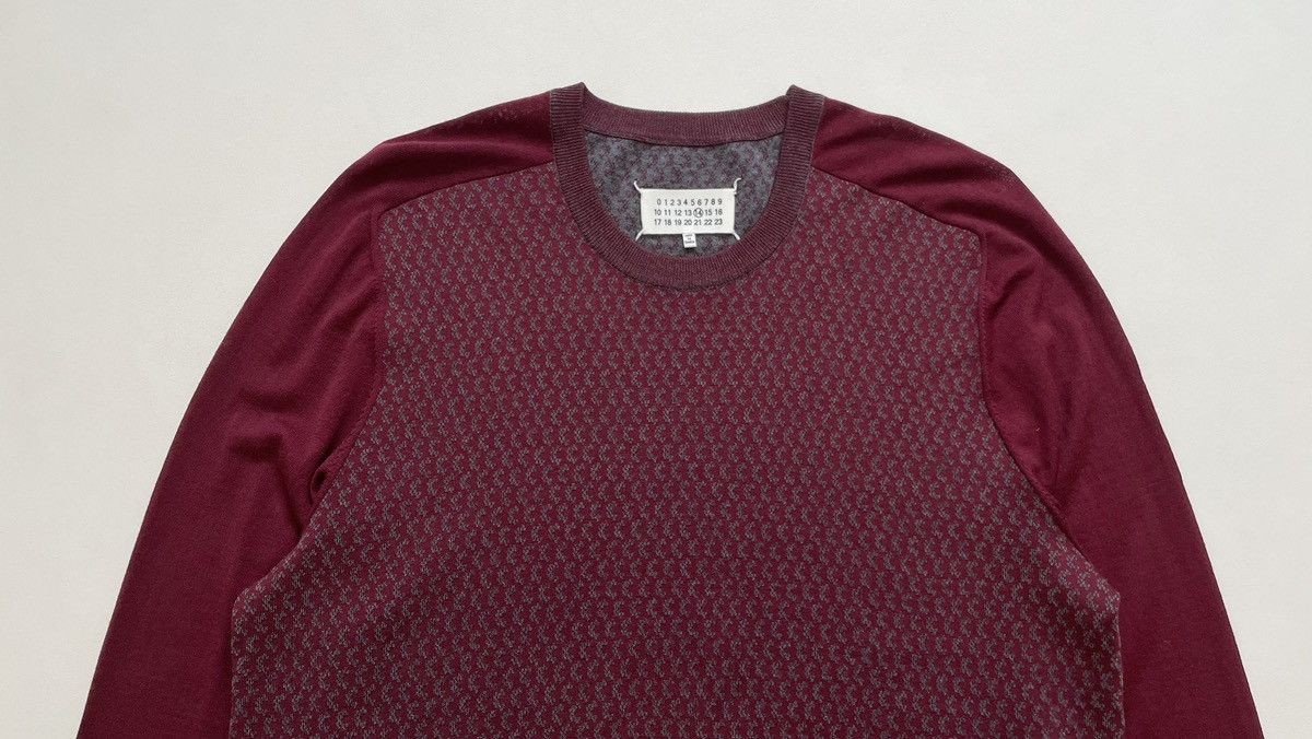 Maison Margiela A/W 13 Burgundy Patterned Wool Sweater Size US L / EU 52-54 / 3 - 2 Thumbnail