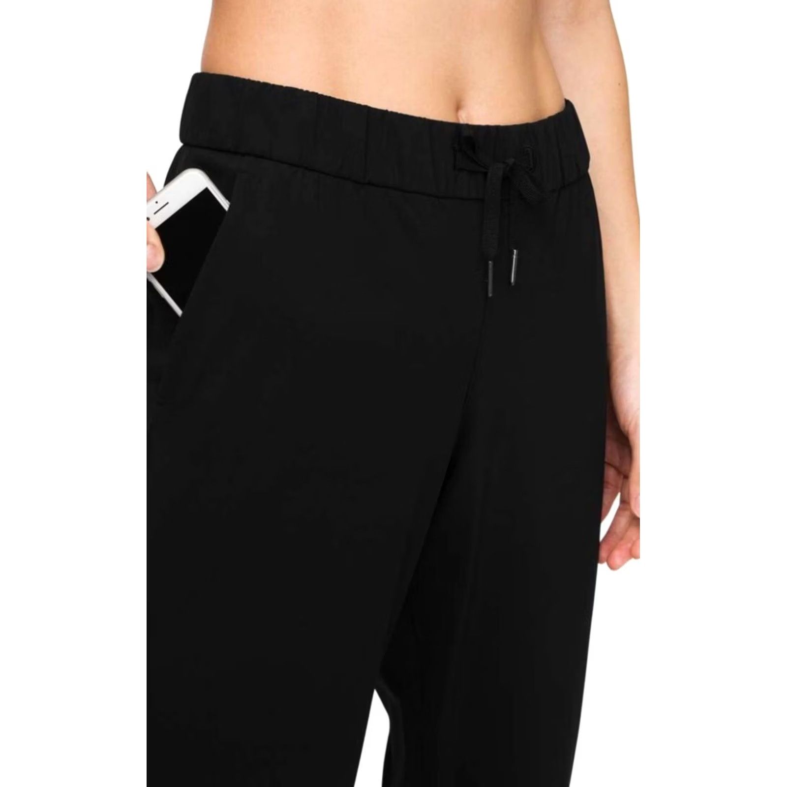 Lululemon Lululemon On The Fly Crop Pants Womens 10 Black Woven 23" Ism Drawstring Pockets Size 32" / US 10 / IT 46 - 4 Thumbnail