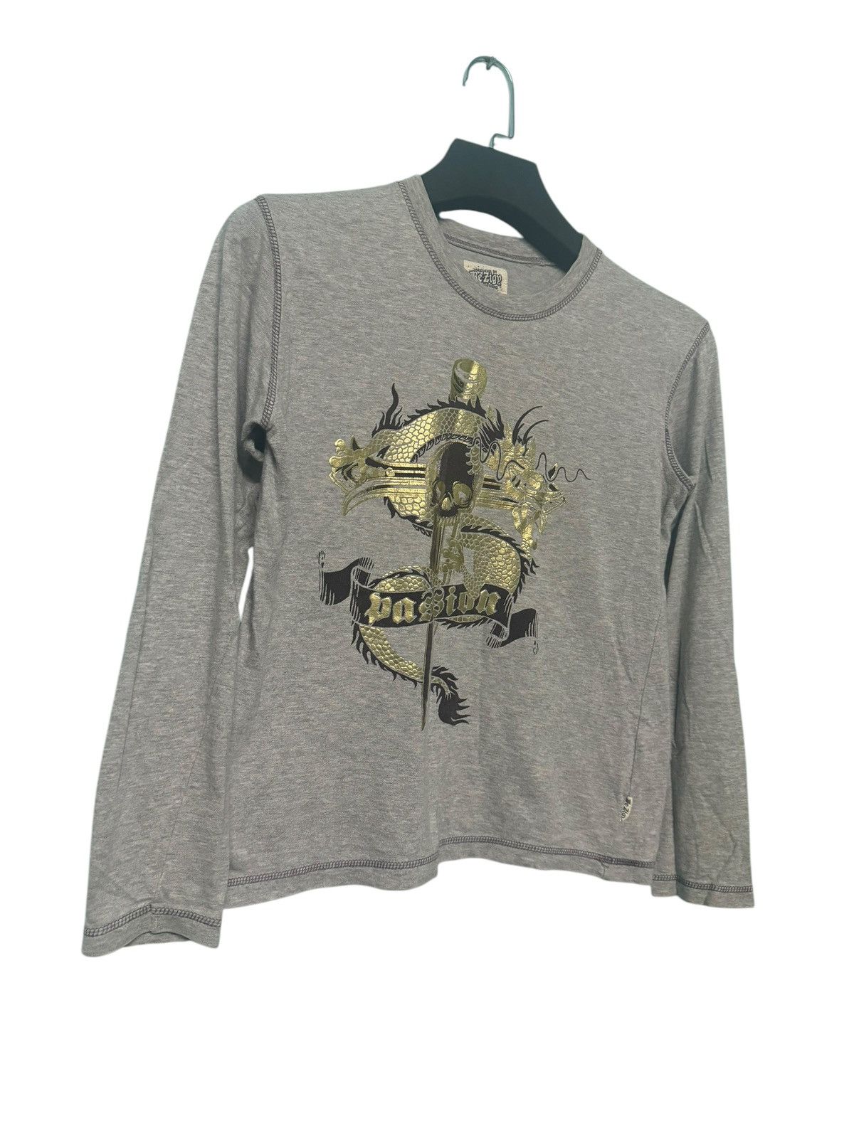 Japanese Brand 💥 PUNK DESIGN SKULL DRAGON CROSS DAGGER VERY RARE L/S SHIRT Size US M / EU 48-50 / 2 - 3 Thumbnail