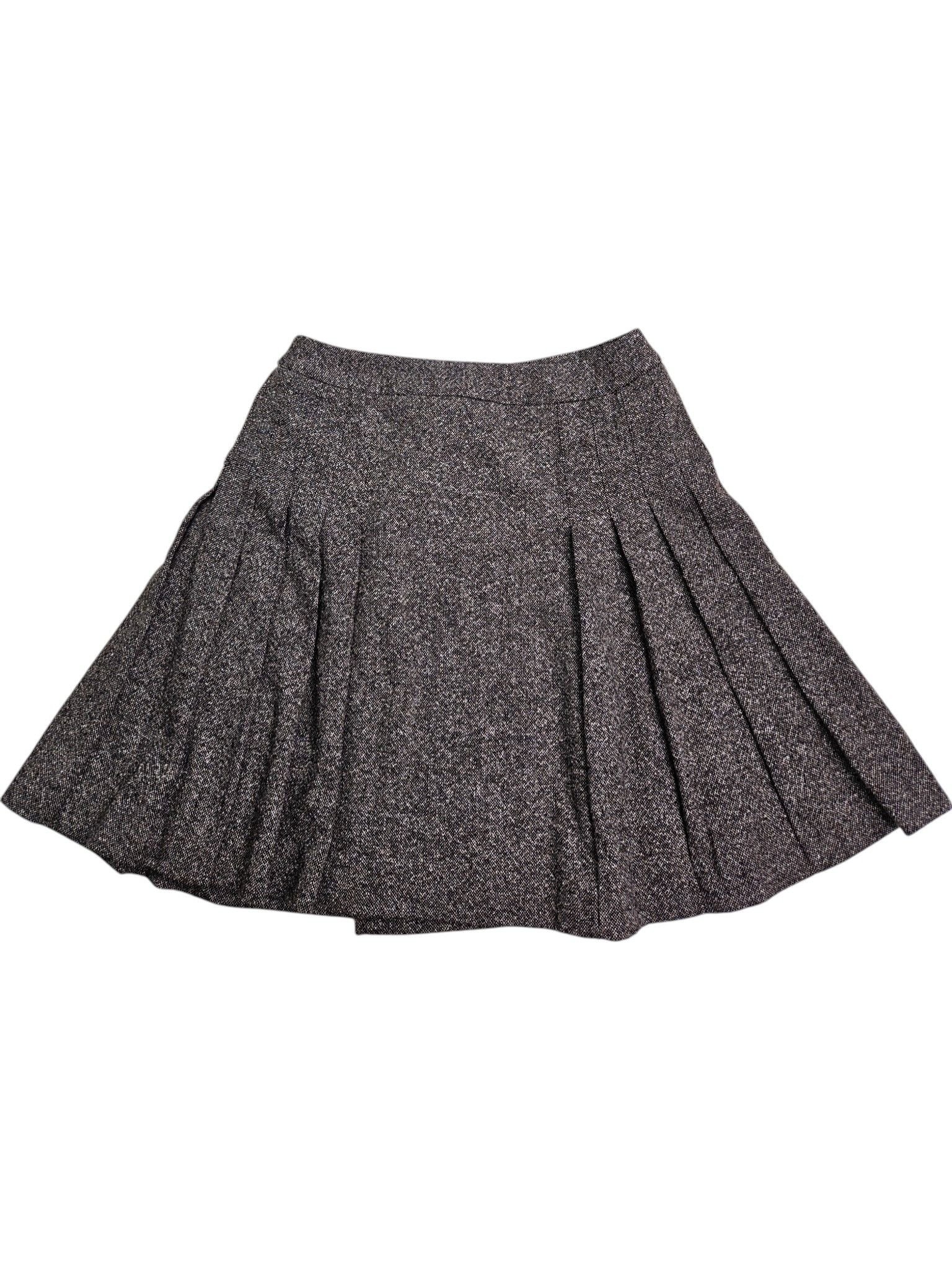 Dolce & Gabbana Brown Wool A-Line Pleated Skirt Size S / US 4 / IT 40 - 2 Thumbnail