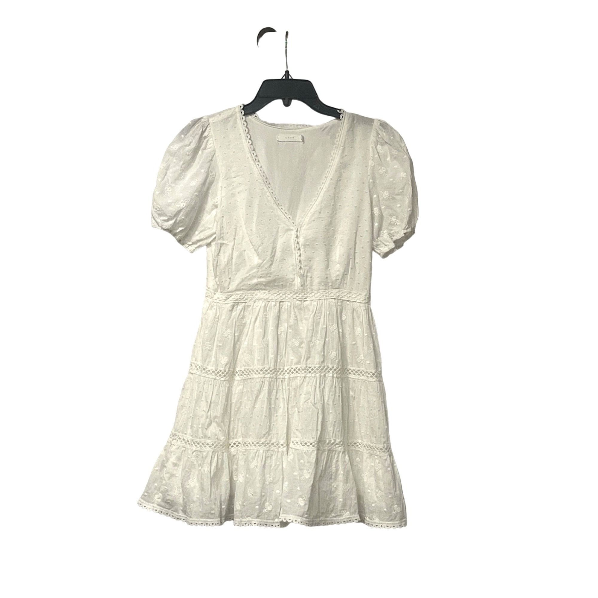 Other Lush Junior’s Puff Sleeve V-neck Tiered Dress, White, Sz. M Size M / US 6-8 / IT 42-44 - 6 Thumbnail