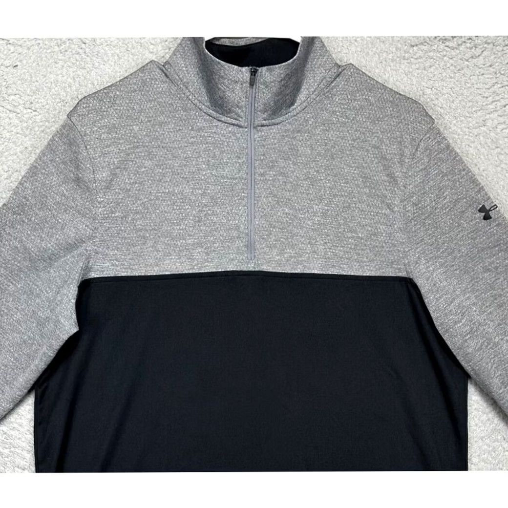 Under Armour Under Armour Sweatshirt Mens Medium Black Colorblock Quarter Zip Pullover Mock Neck Size US M / EU 48-50 / 2 - 2 Thumbnail