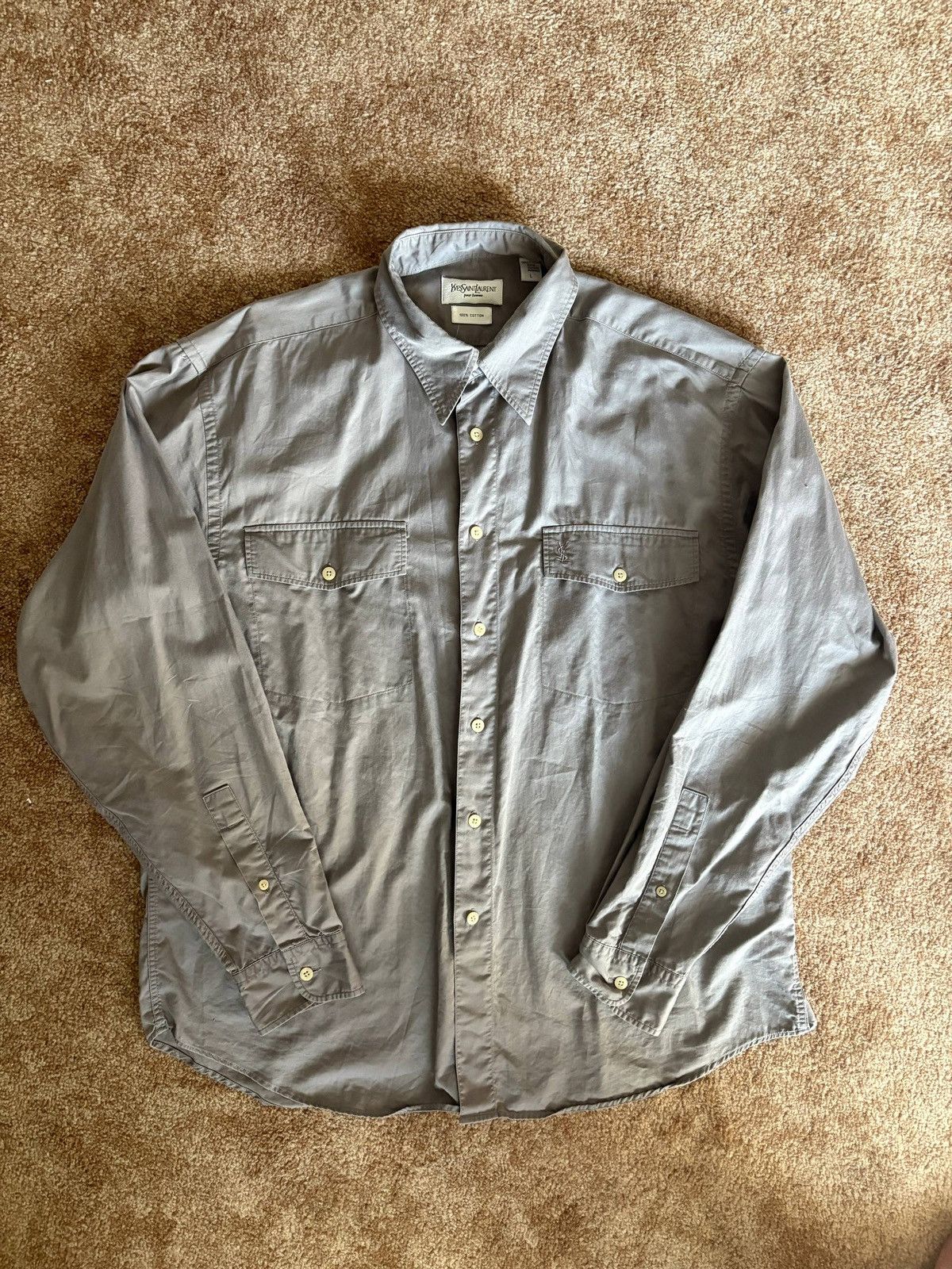 Yves Saint Laurent Yves Saint Laurent Shirt Button Up Grey Size US L / EU 52-54 / 3 - 1 Thumbnail
