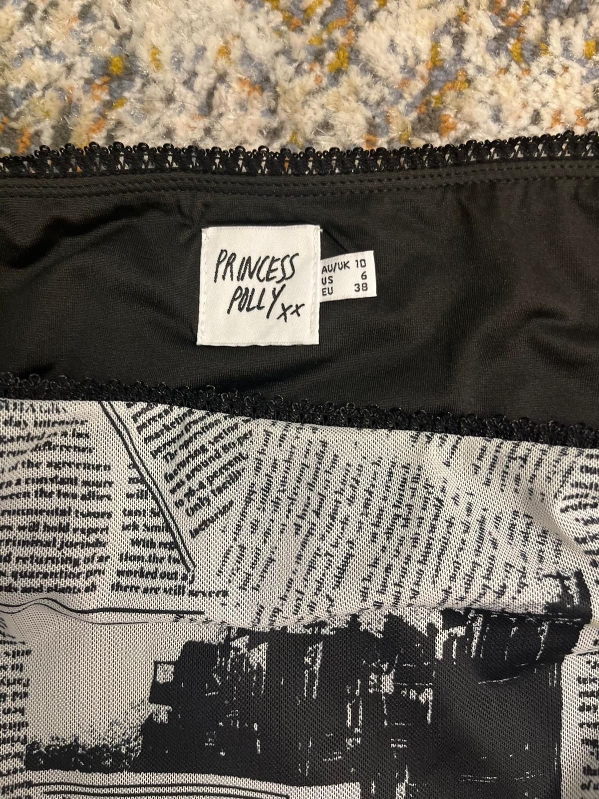 PRINCESS POLLY Newspaper Print Mesh Skirt Size 30" / US 8 / IT 44 - 2 Thumbnail