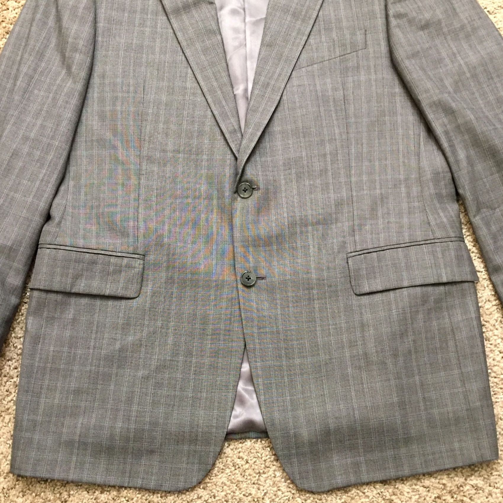 Joseph Abboud Joseph Abboud Blazer Mens 42R Gray Plaid Two-Button Wool Double-Vented Sport Coat Jacket Notch Lapel | Regular Fit | Gray Wool Blazer Mens 42R Size 42R - 3 Thumbnail